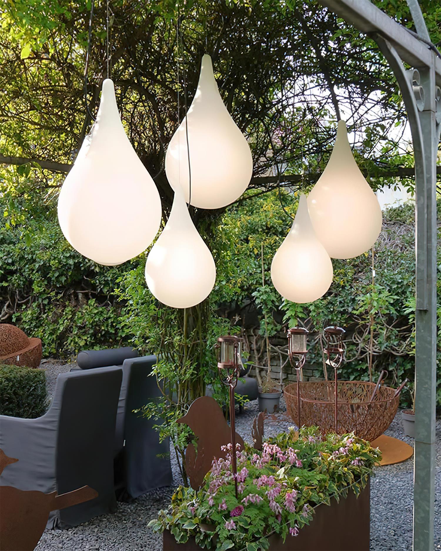 Milk Drop Outdoor Pendant Lamp Acrylic Teardrop Minimalist - Letslighting