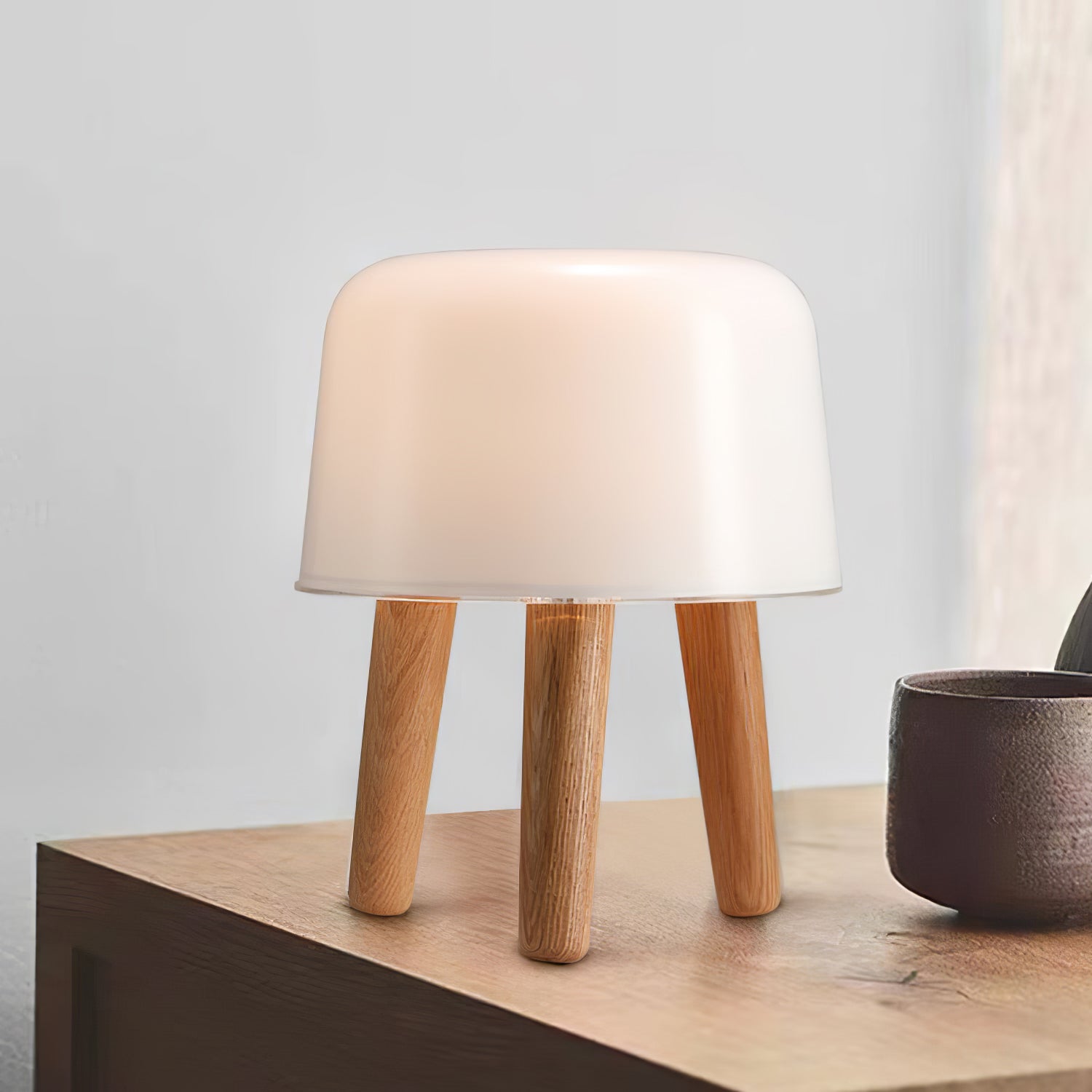 GlowPod Wood Milk Table Lamp - Letslighting