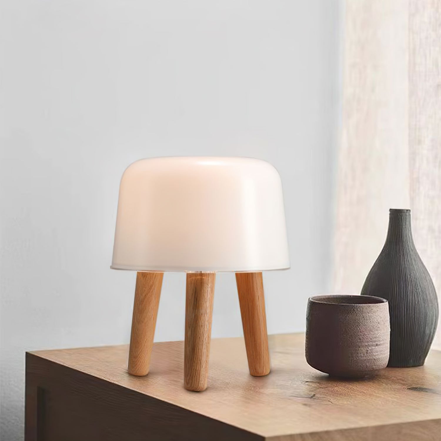 GlowPod Wood Milk Table Lamp - Letslighting