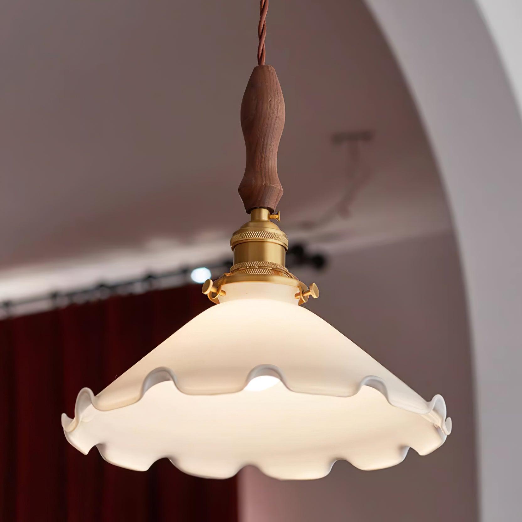 Milky Flower Pendant Light Glass Ruffle Organic - Letslighting