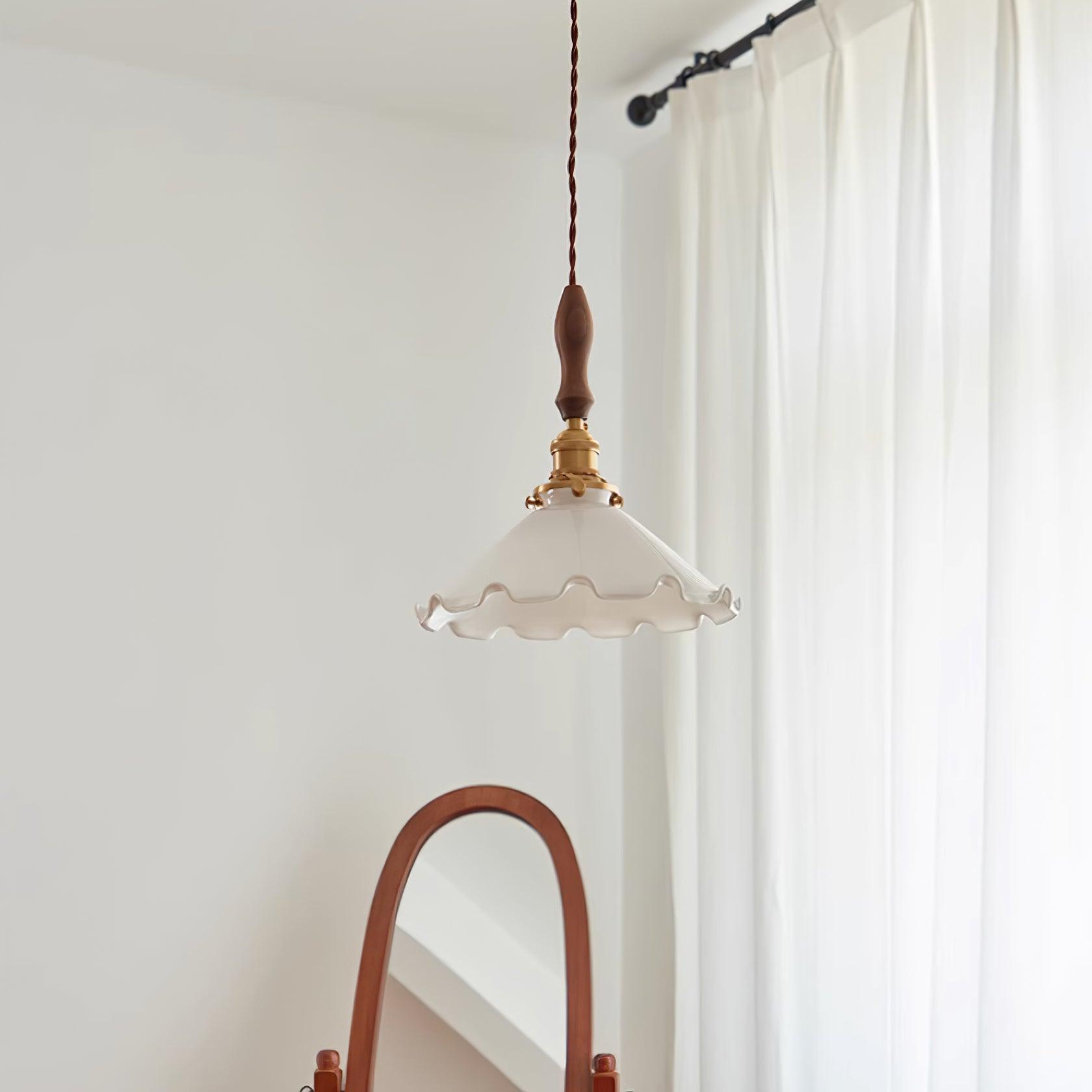 Milky Flower Pendant Light Glass Ruffle Organic - Letslighting