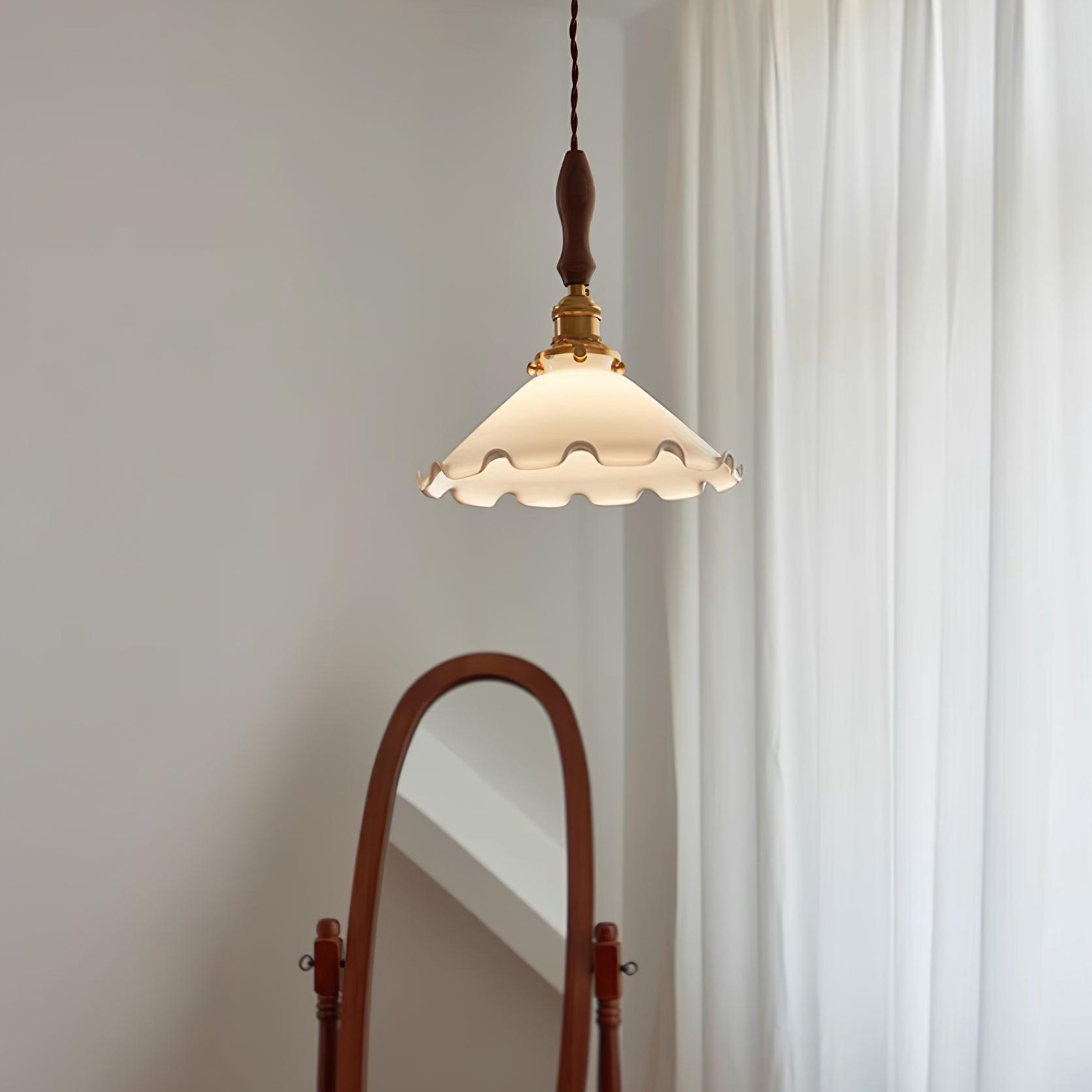 Milky Flower Pendant Light Glass Ruffle Organic - Letslighting