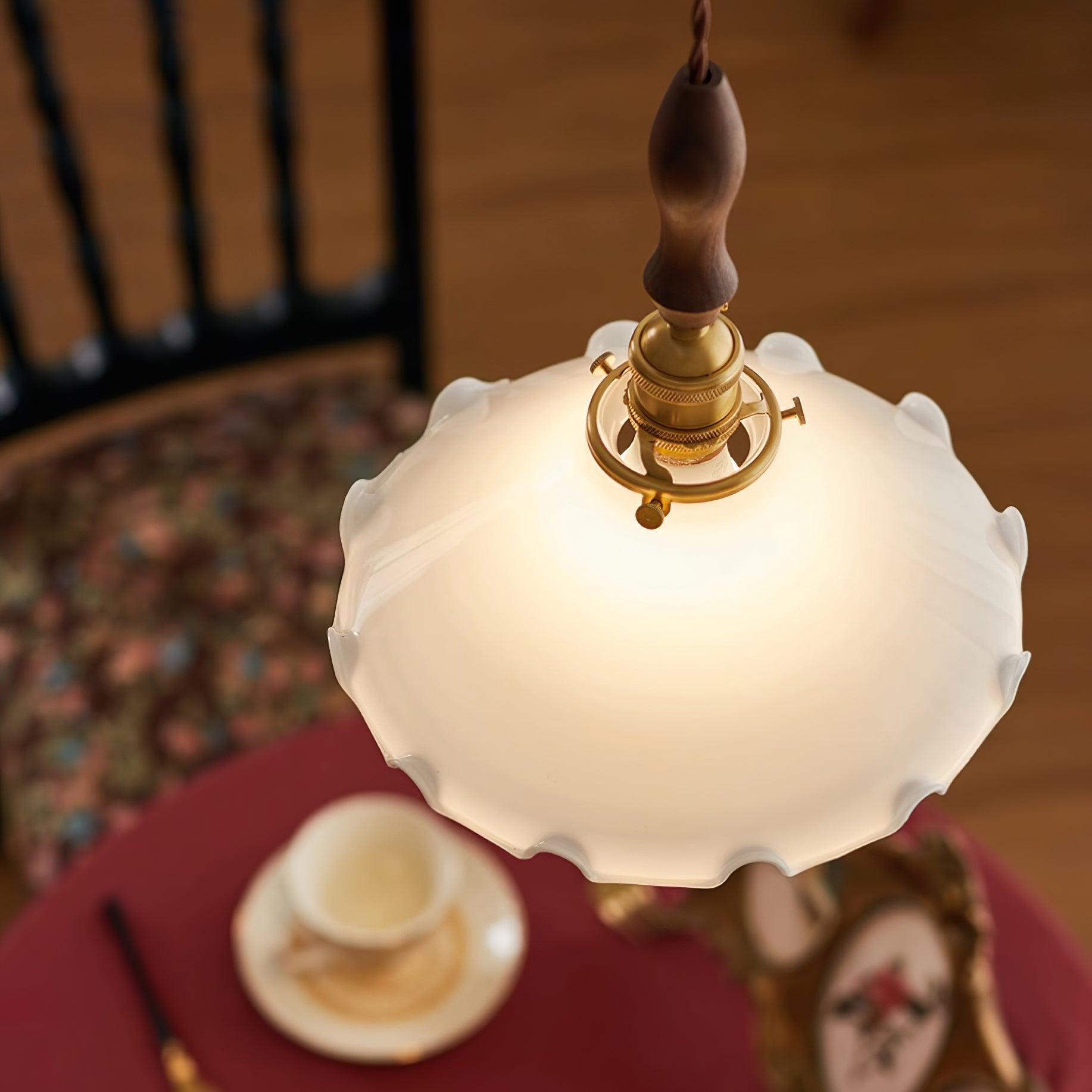 Milky Flower Pendant Light Glass Ruffle Organic - Letslighting