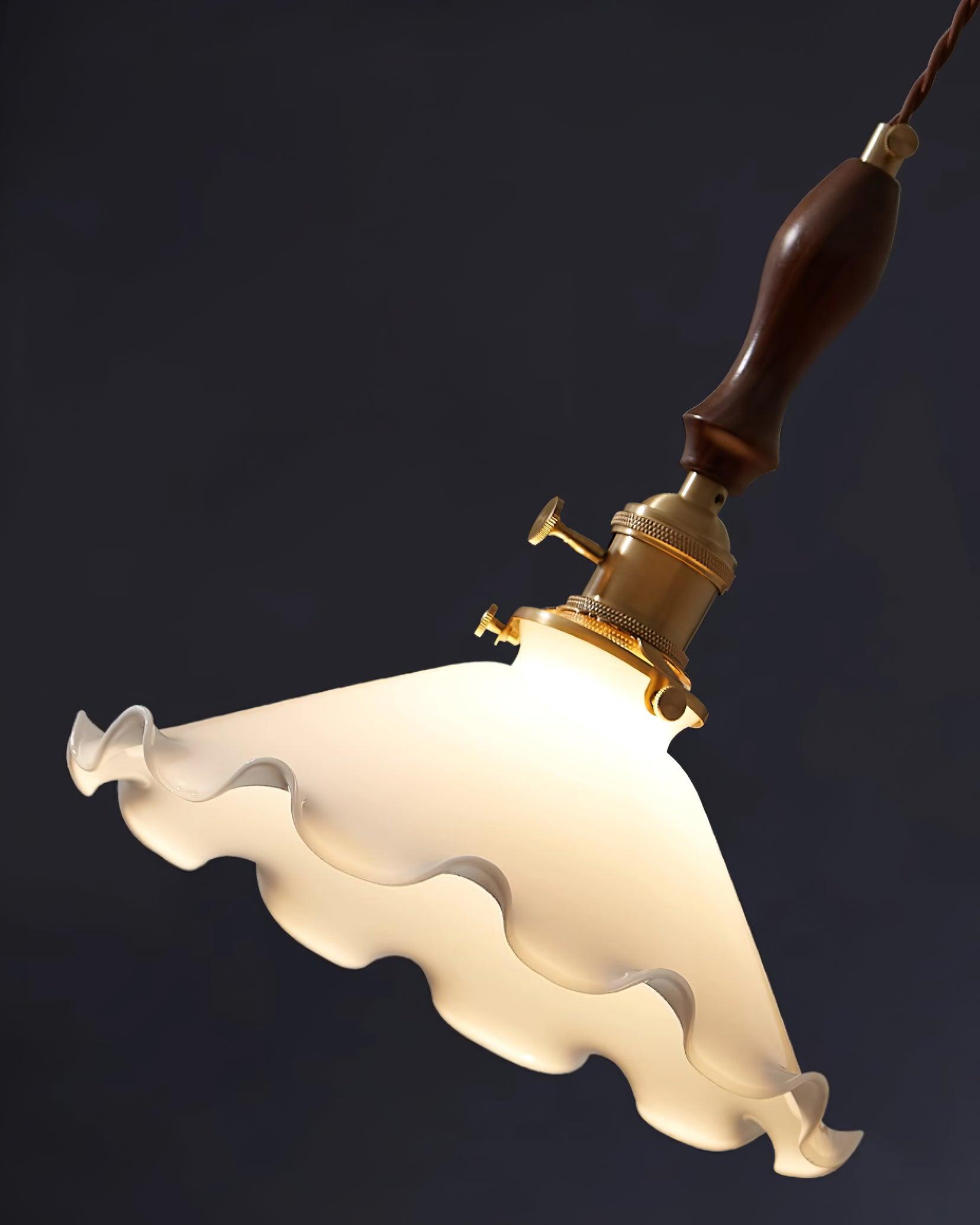 Milky Flower Pendant Light Glass Ruffle Organic - Letslighting