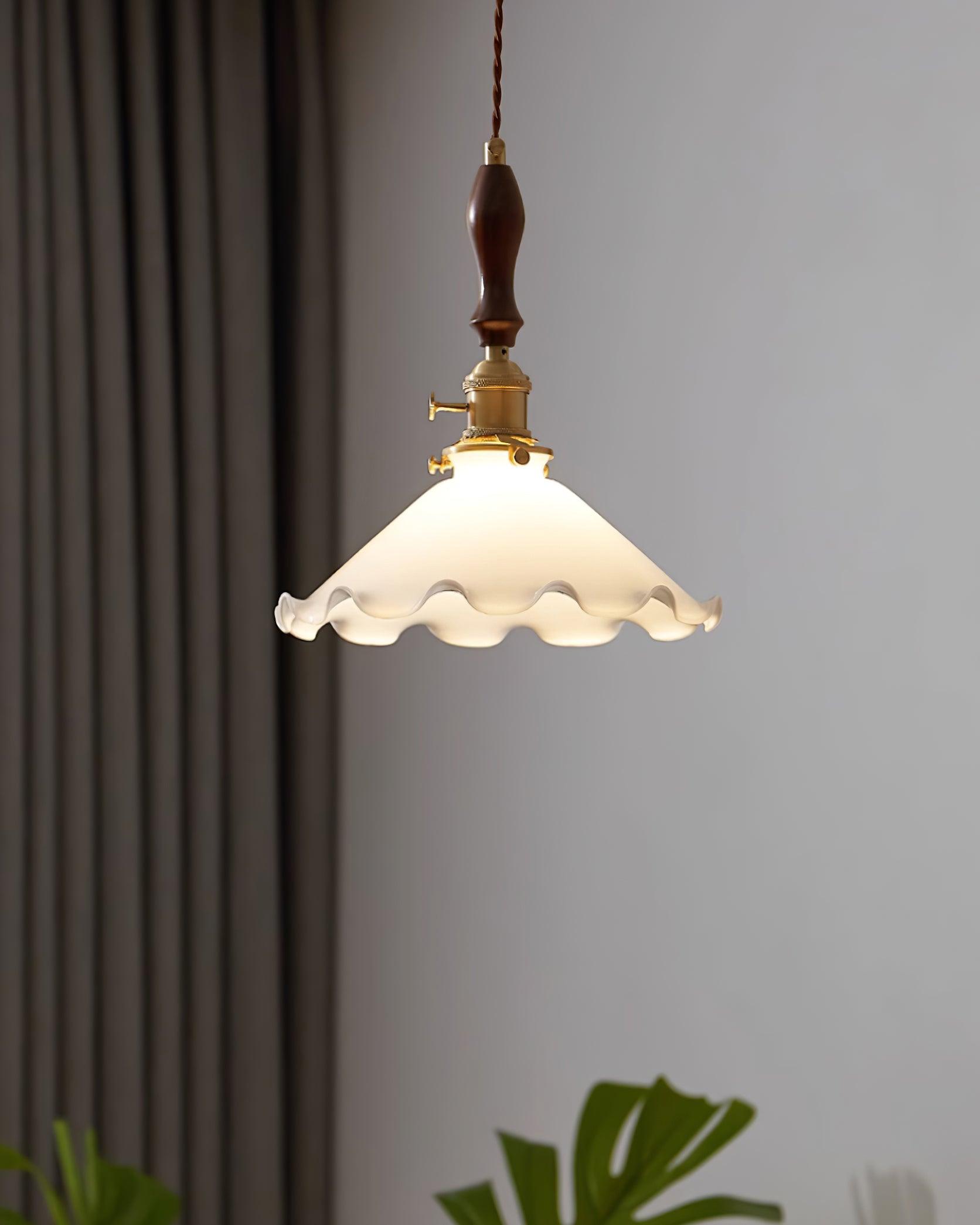 Milky Flower Pendant Light Glass Ruffle Organic - Letslighting