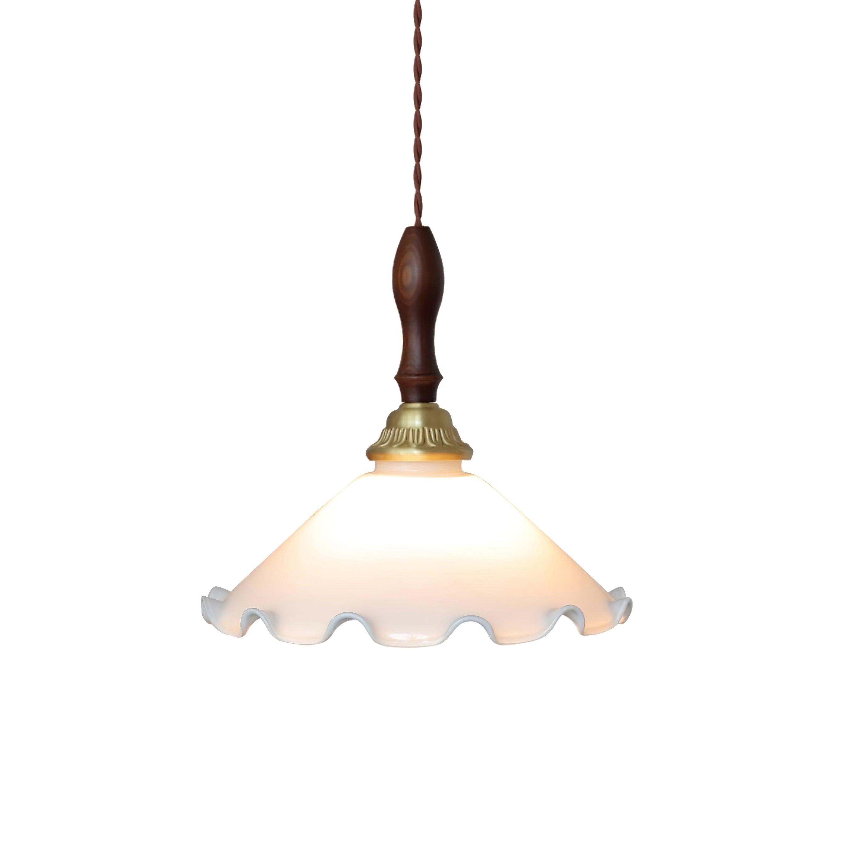 Milky Flower Pendant Light Glass Ruffle Organic - Letslighting