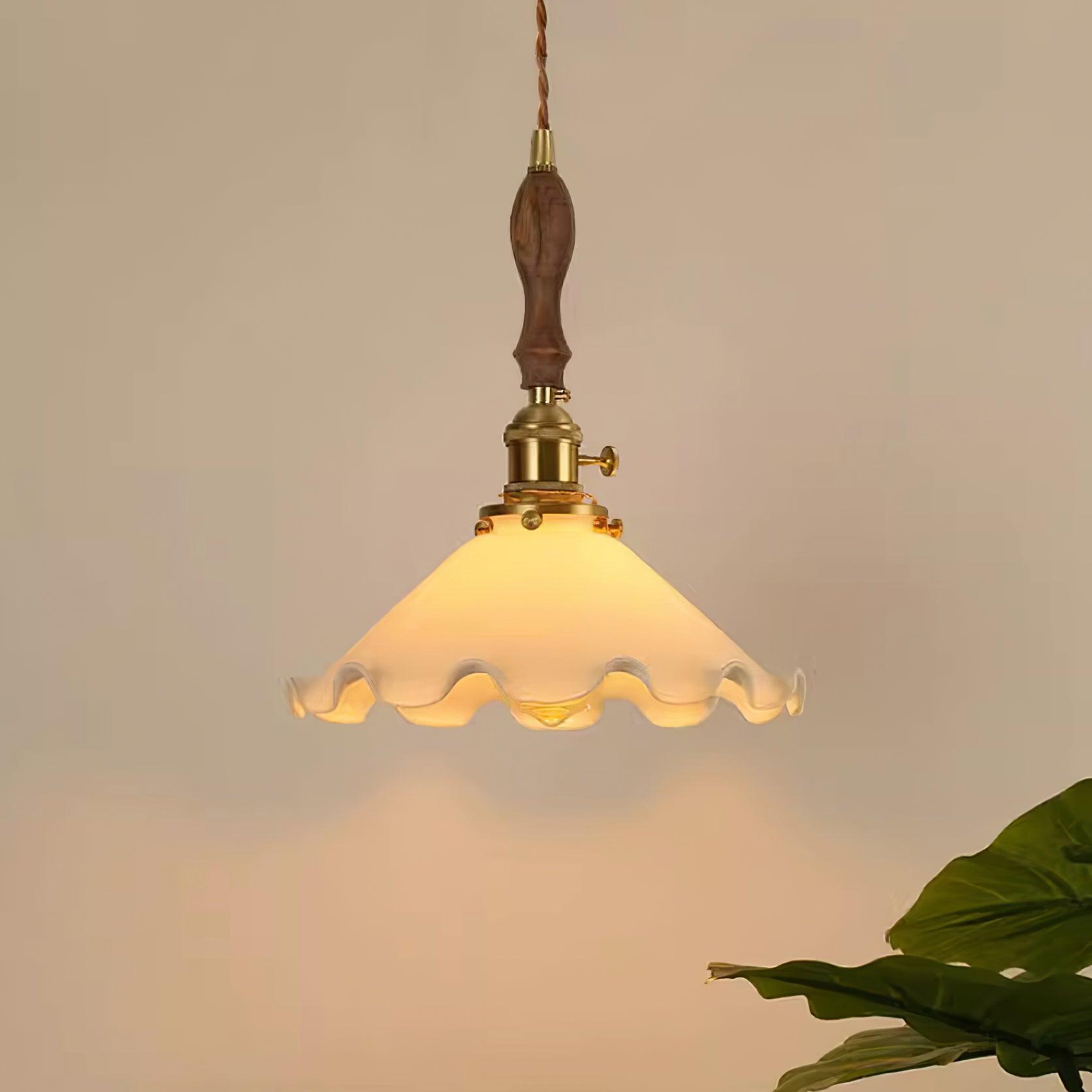 Milky Flower Pendant Light Glass Ruffle Organic - Letslighting