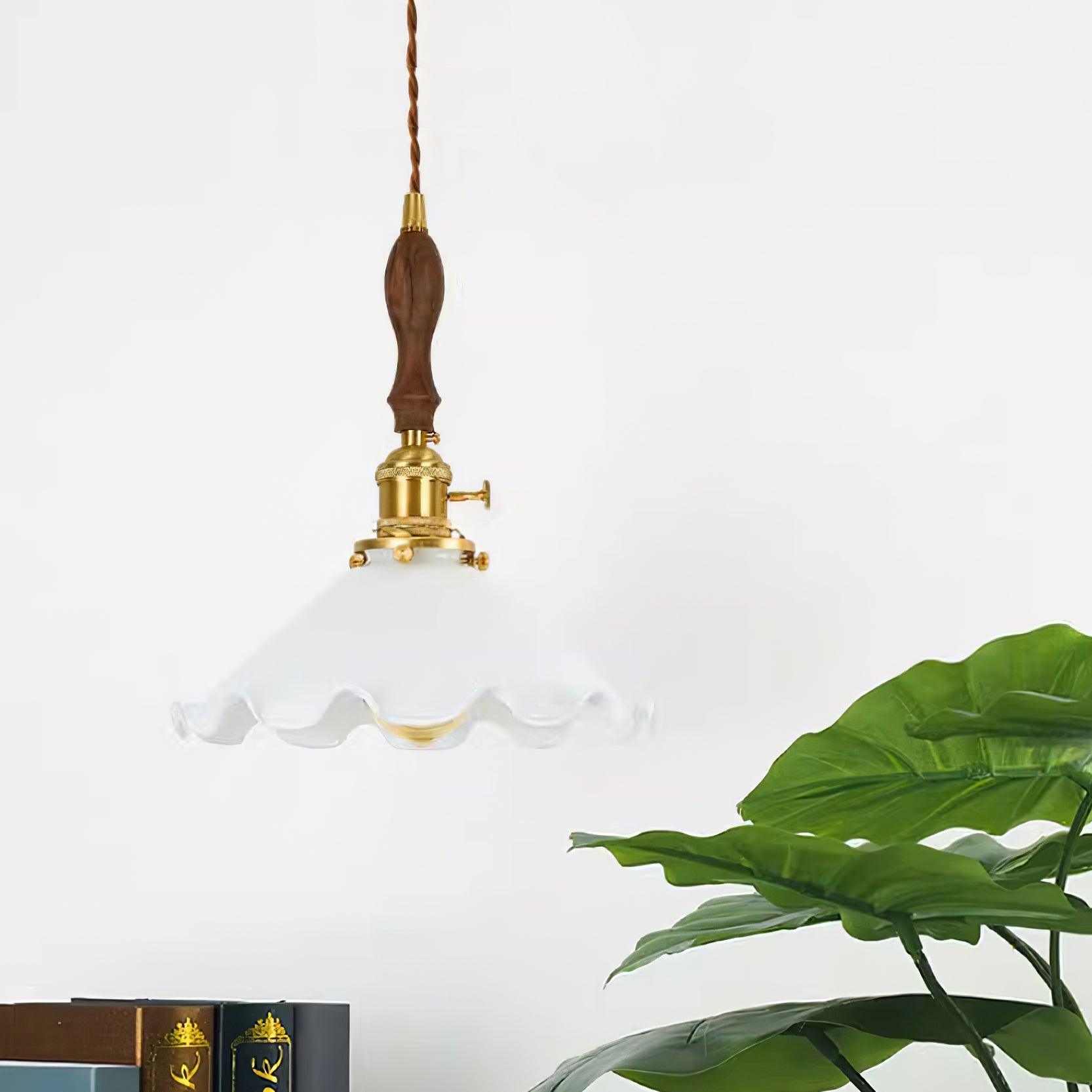 Milky Flower Pendant Light Glass Ruffle Organic - Letslighting