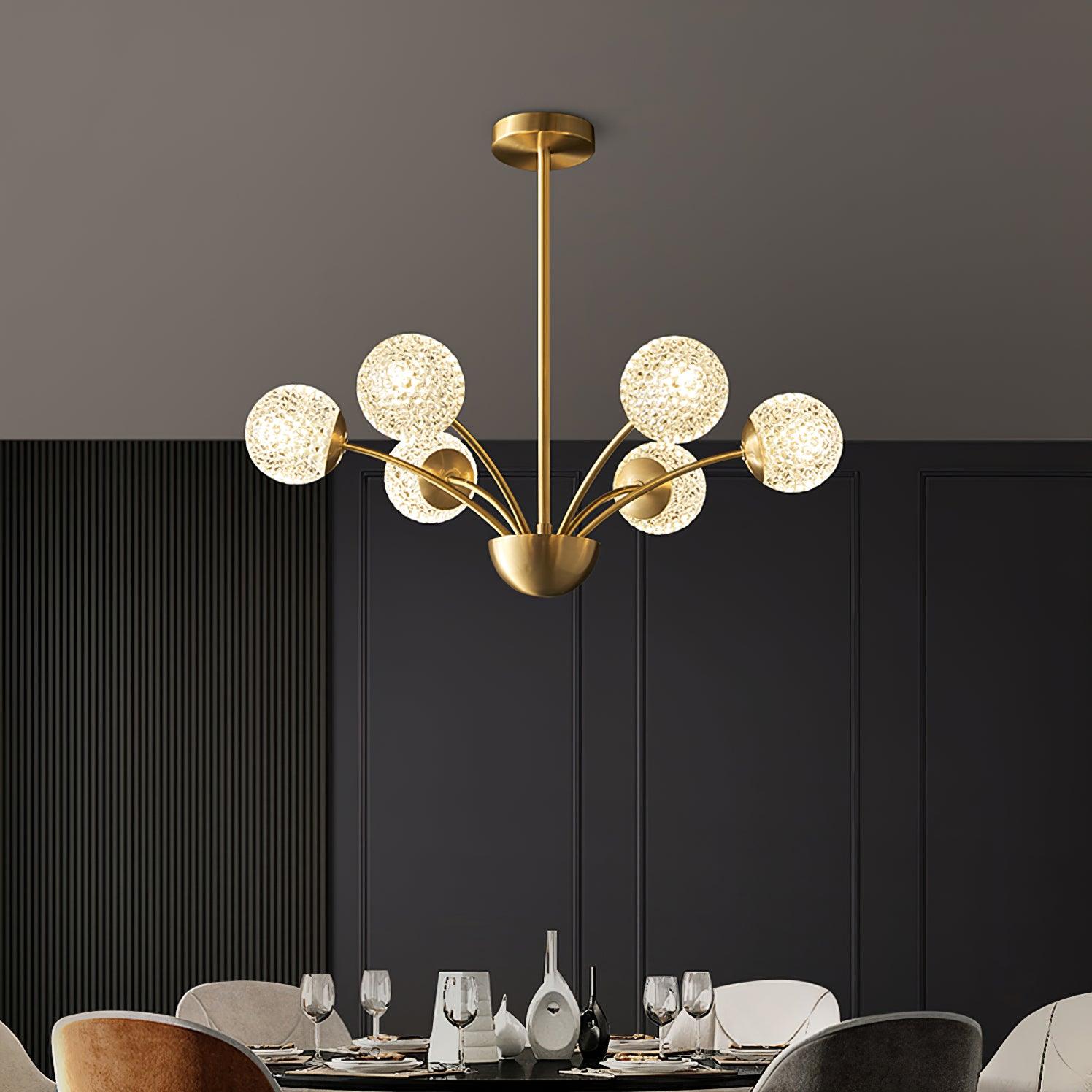 Lustra Chandelier Curved Arms Brass - Letslighting