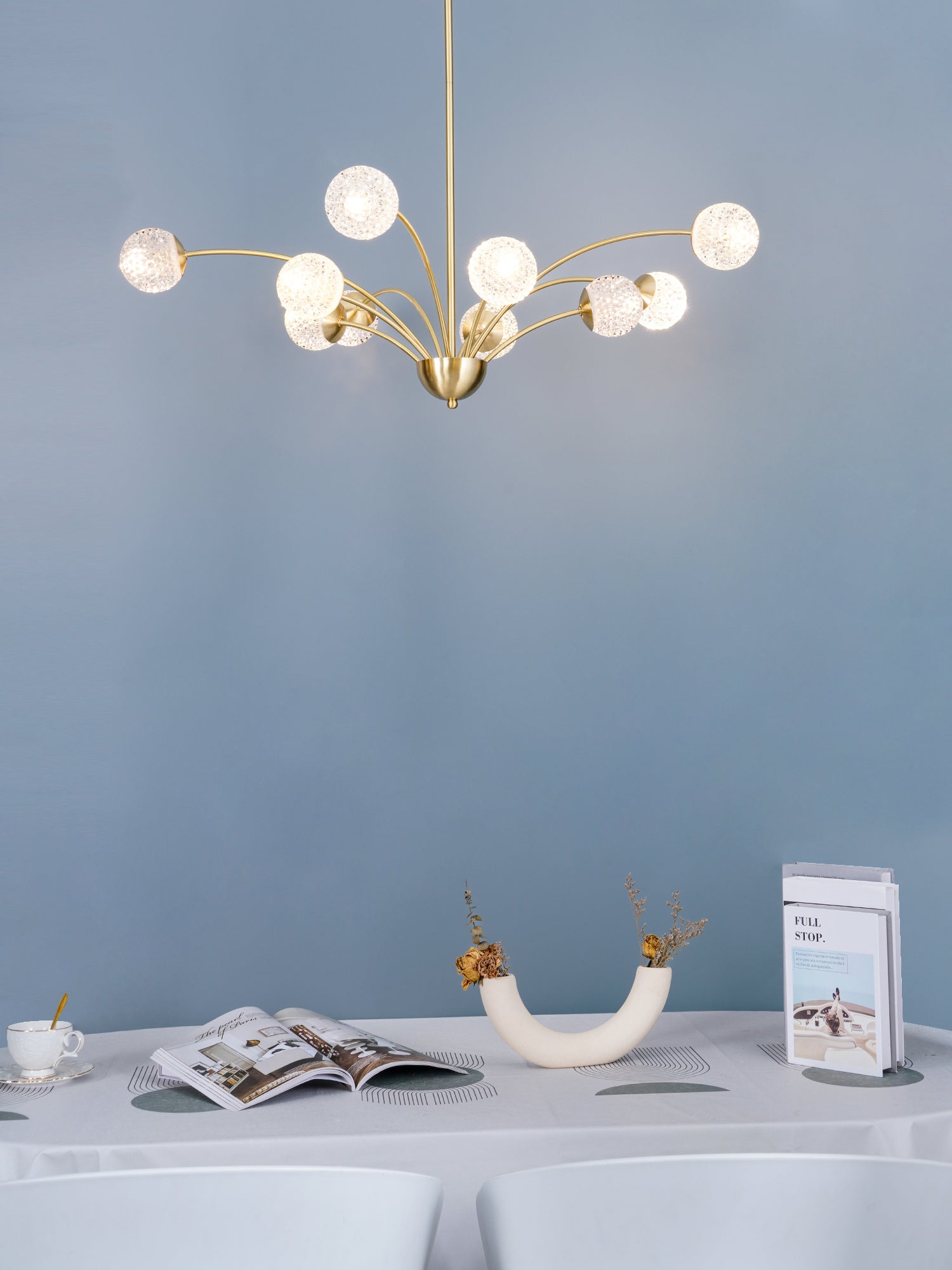 Lustra Chandelier Curved Arms Brass - Letslighting