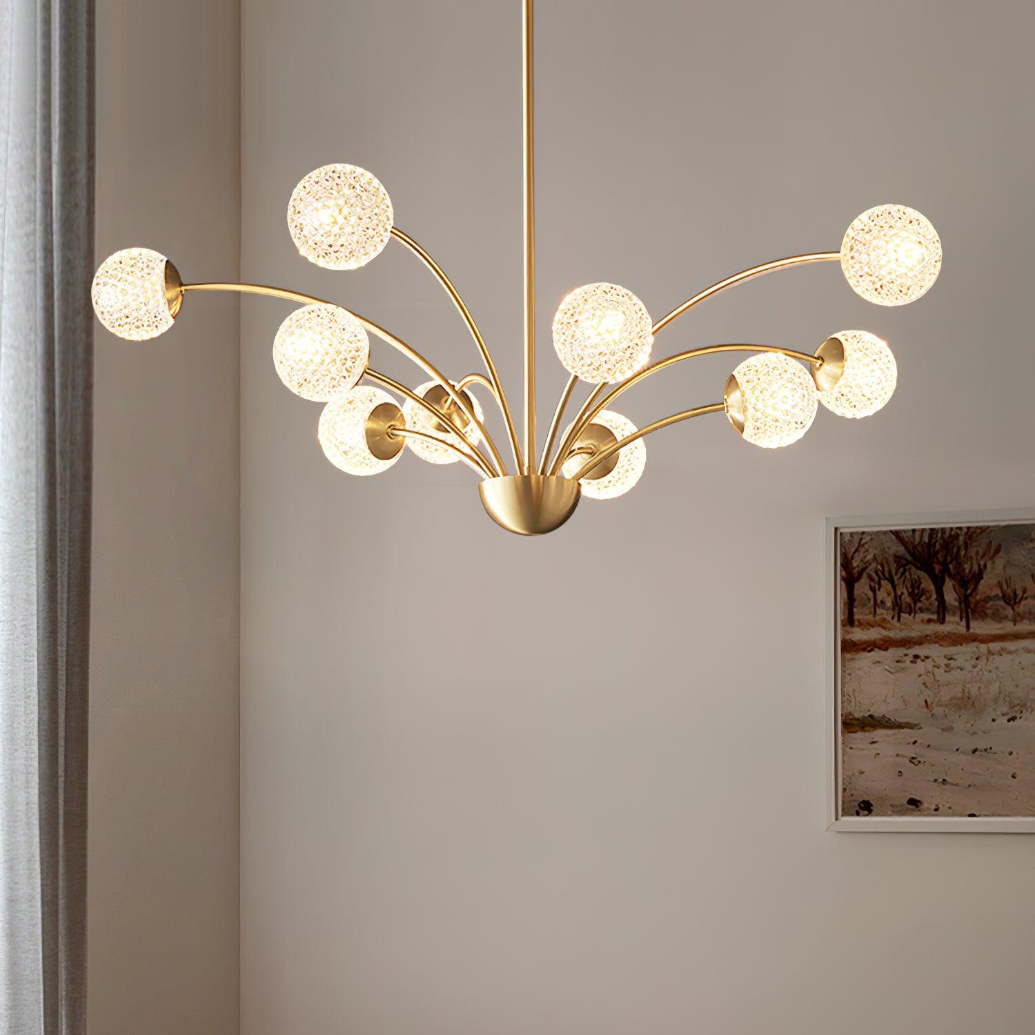 Lustra Chandelier Curved Arms Brass - Letslighting