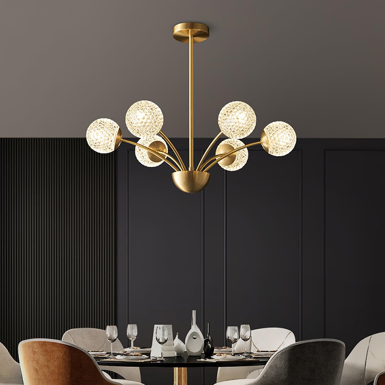 Lustra Chandelier Curved Arms Brass - Letslighting