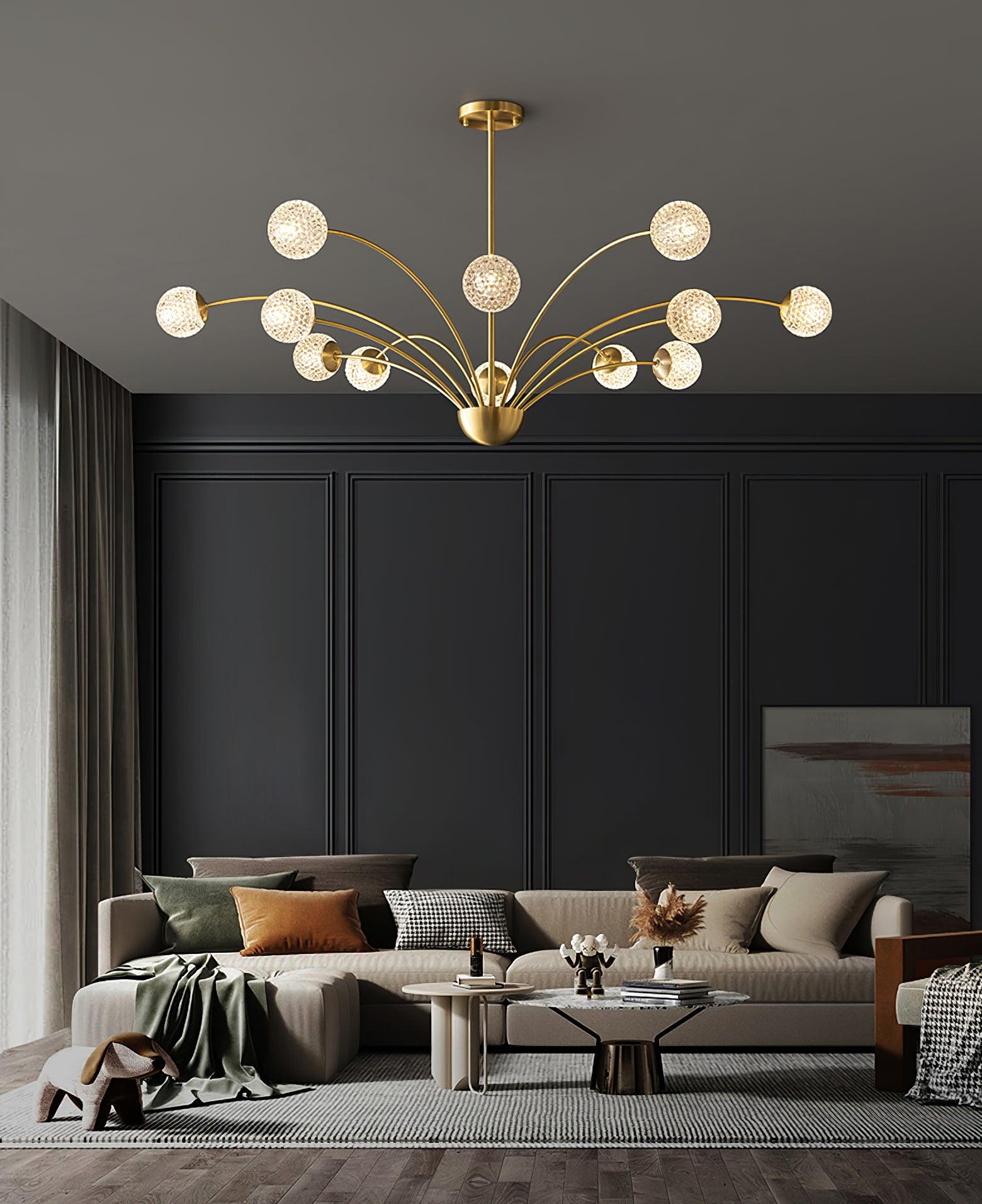 Lustra Chandelier Curved Arms Brass - Letslighting