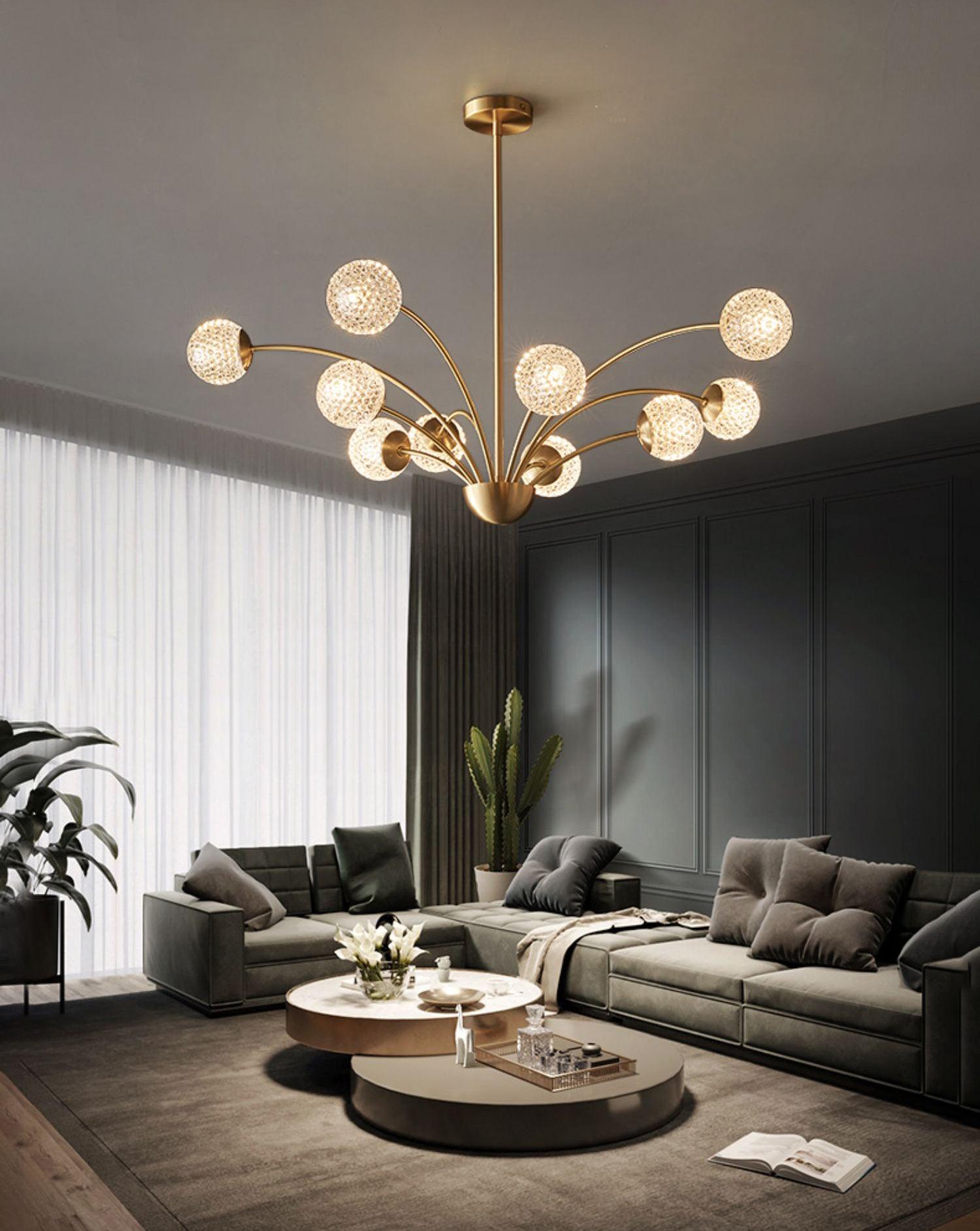 Lustra Chandelier Curved Arms Brass - Letslighting