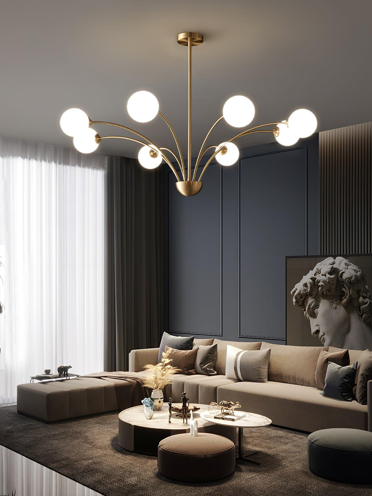 Lustra Chandelier Curved Arms Brass - Letslighting