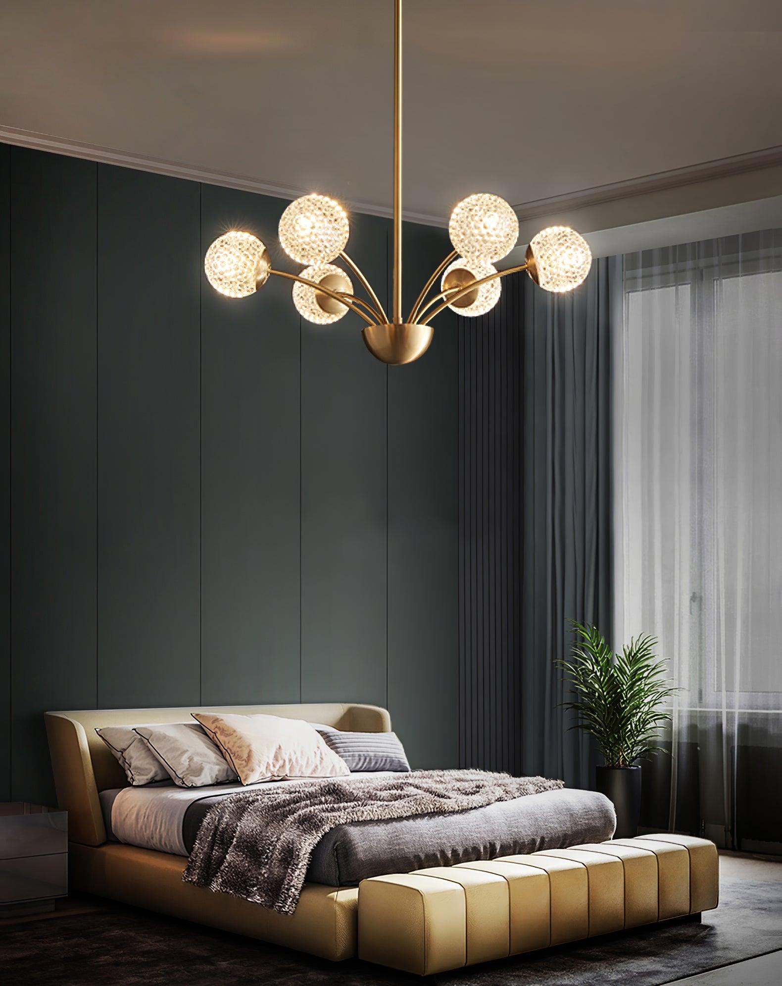 Lustra Chandelier Curved Arms Brass - Letslighting