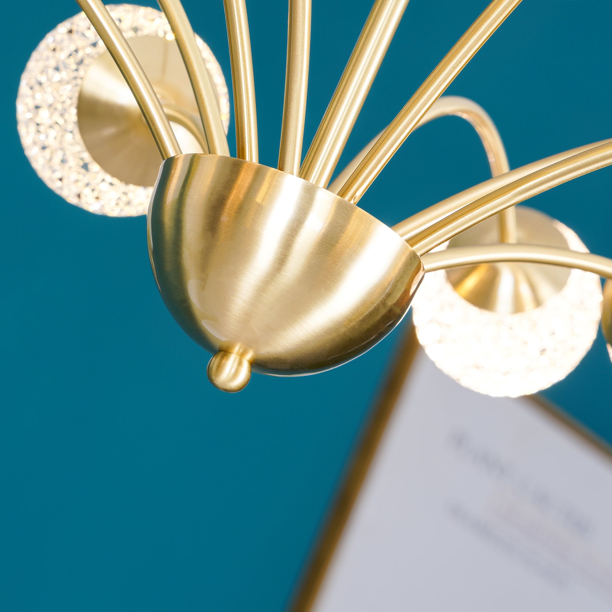 Lustra Chandelier Curved Arms Brass - Letslighting