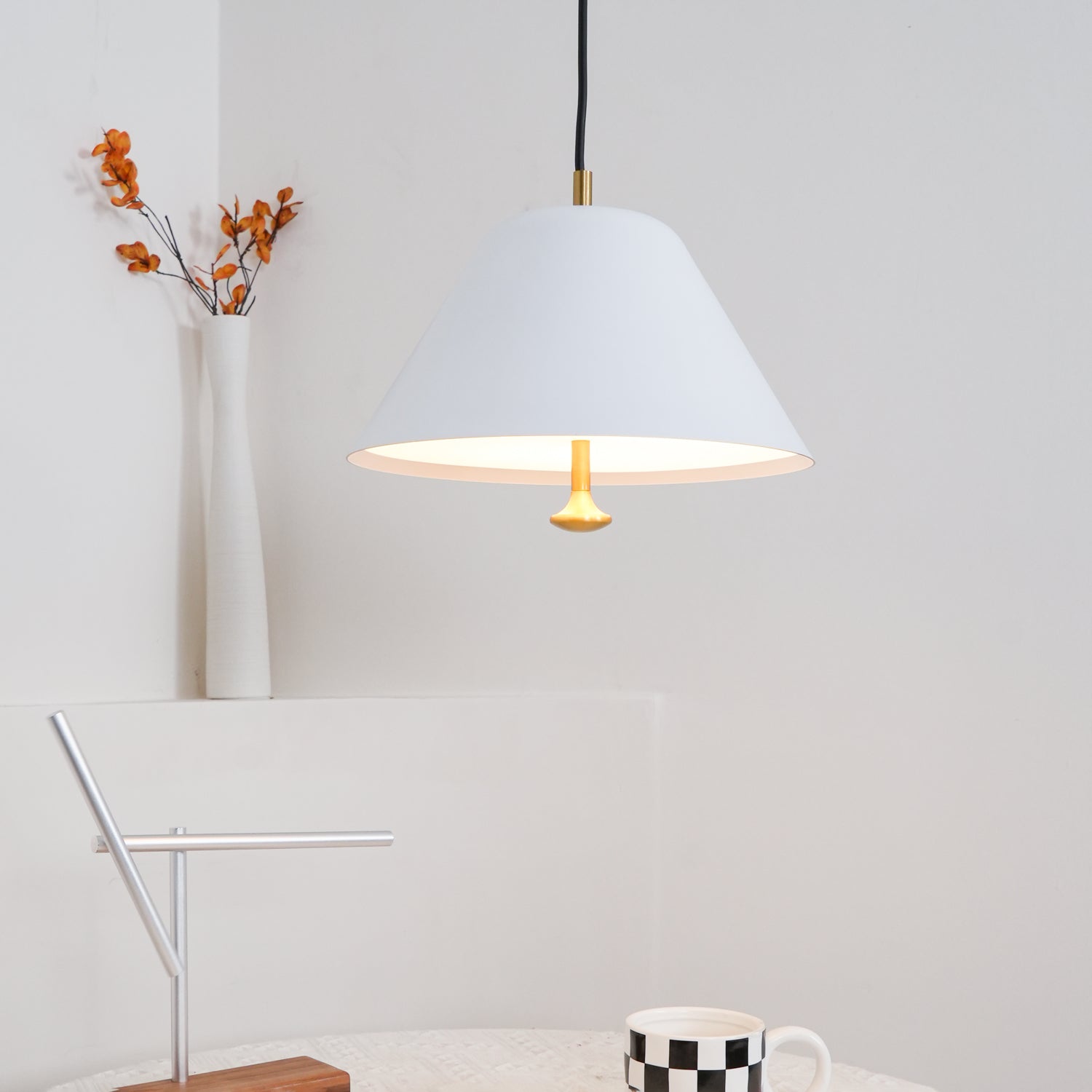 Solara Pendant Lamp Bell Glass Brass Minimalist - Letslighting