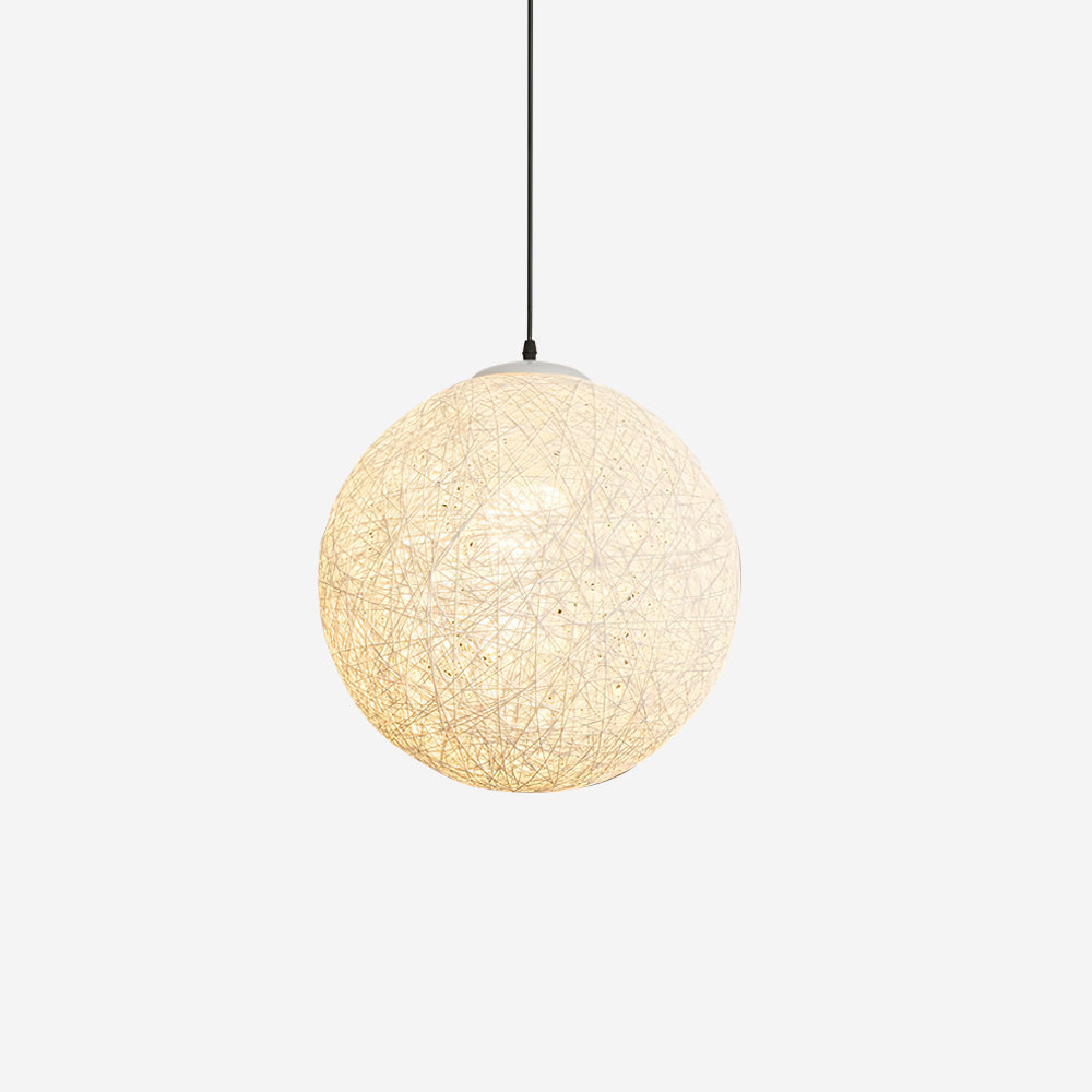 Pendant Lamp Hemp Rattan Sphere Handcrafted Artisanal Bohemian