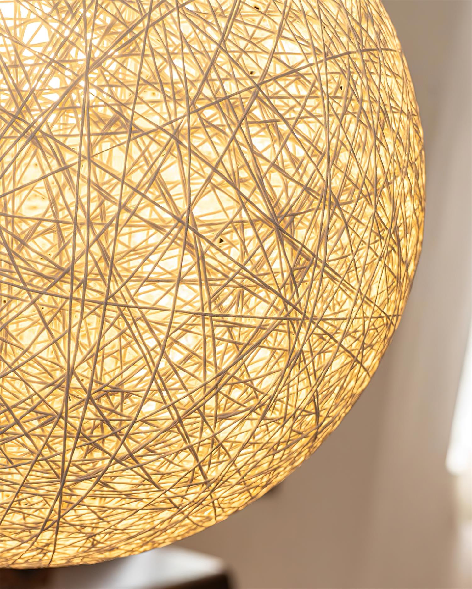 Pendant Lamp Hemp Rattan Sphere Handcrafted Artisanal Bohemian