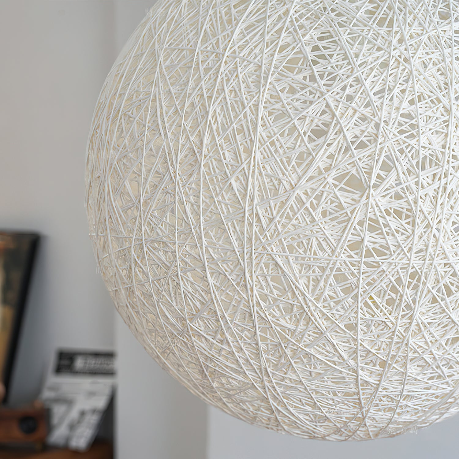 Pendant Lamp Hemp Rattan Sphere Handcrafted Artisanal Bohemian