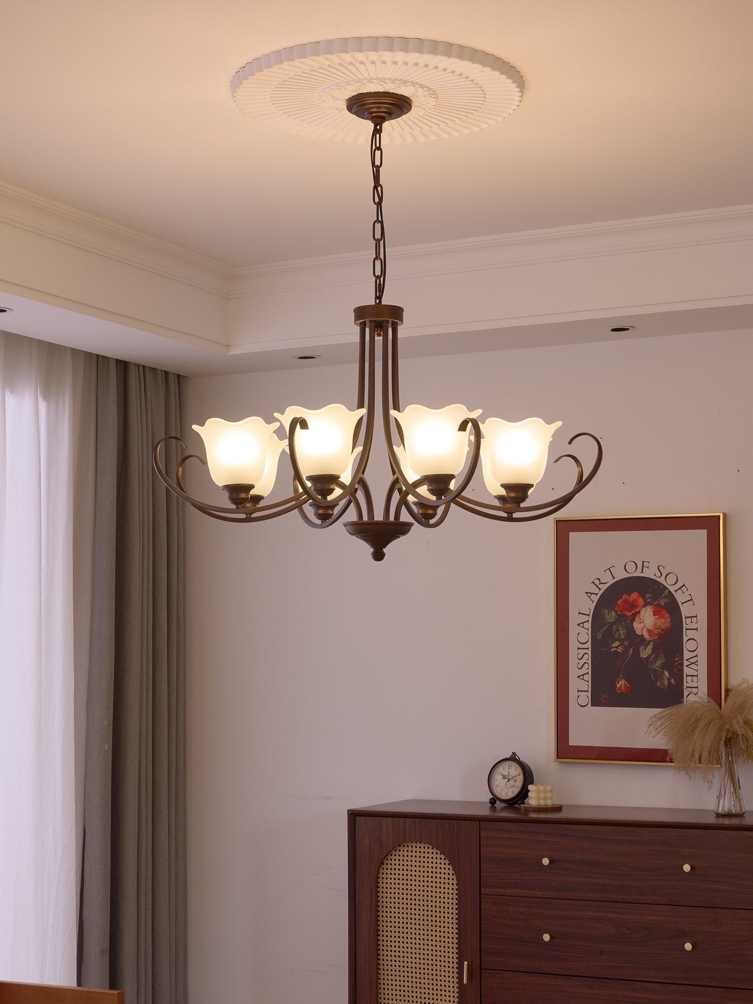Nydorisra Elegance Vintage Floral Glass Chandelier - Letslighting