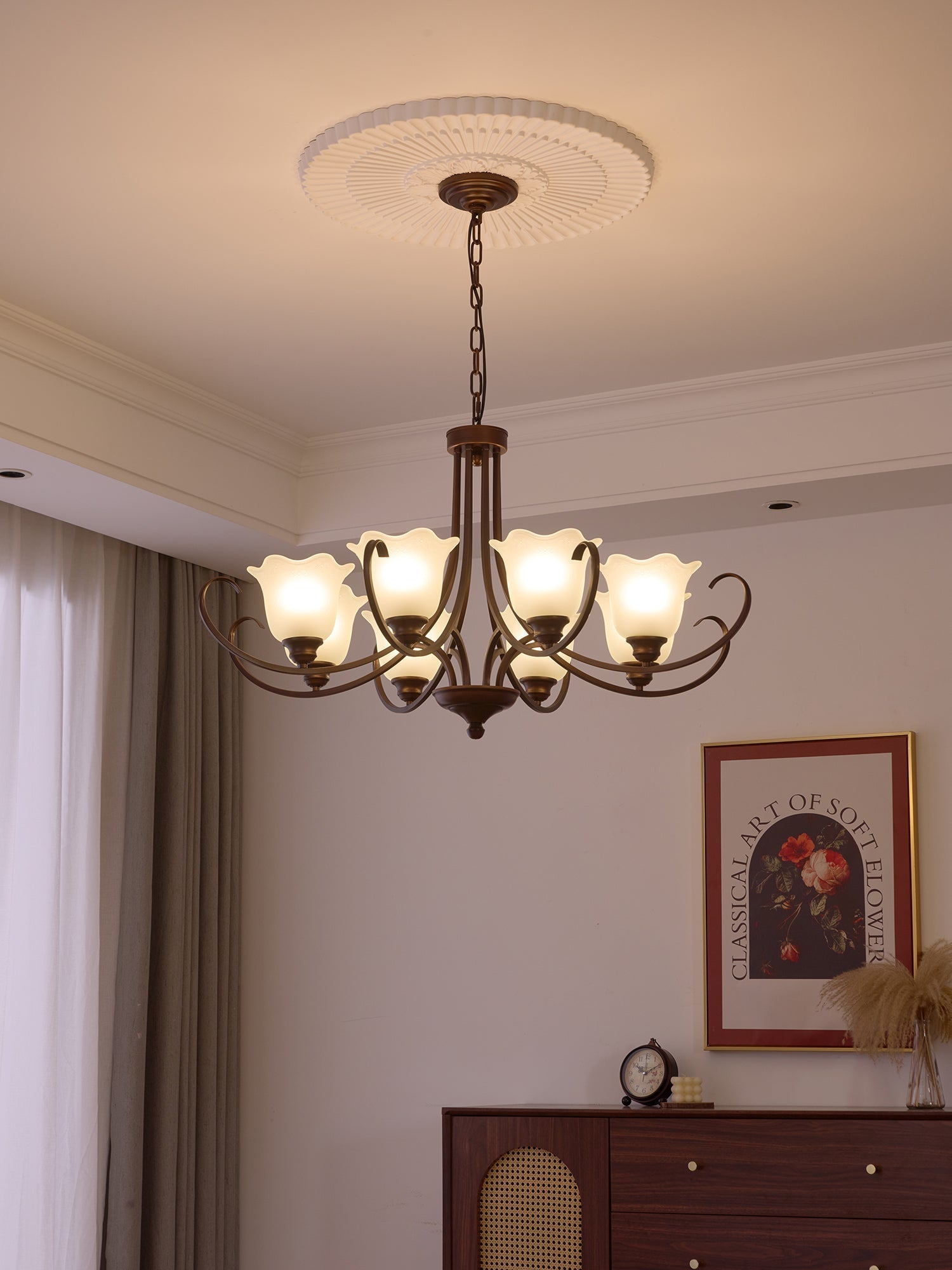 Nydorisra Elegance Vintage Floral Glass Chandelier - Letslighting