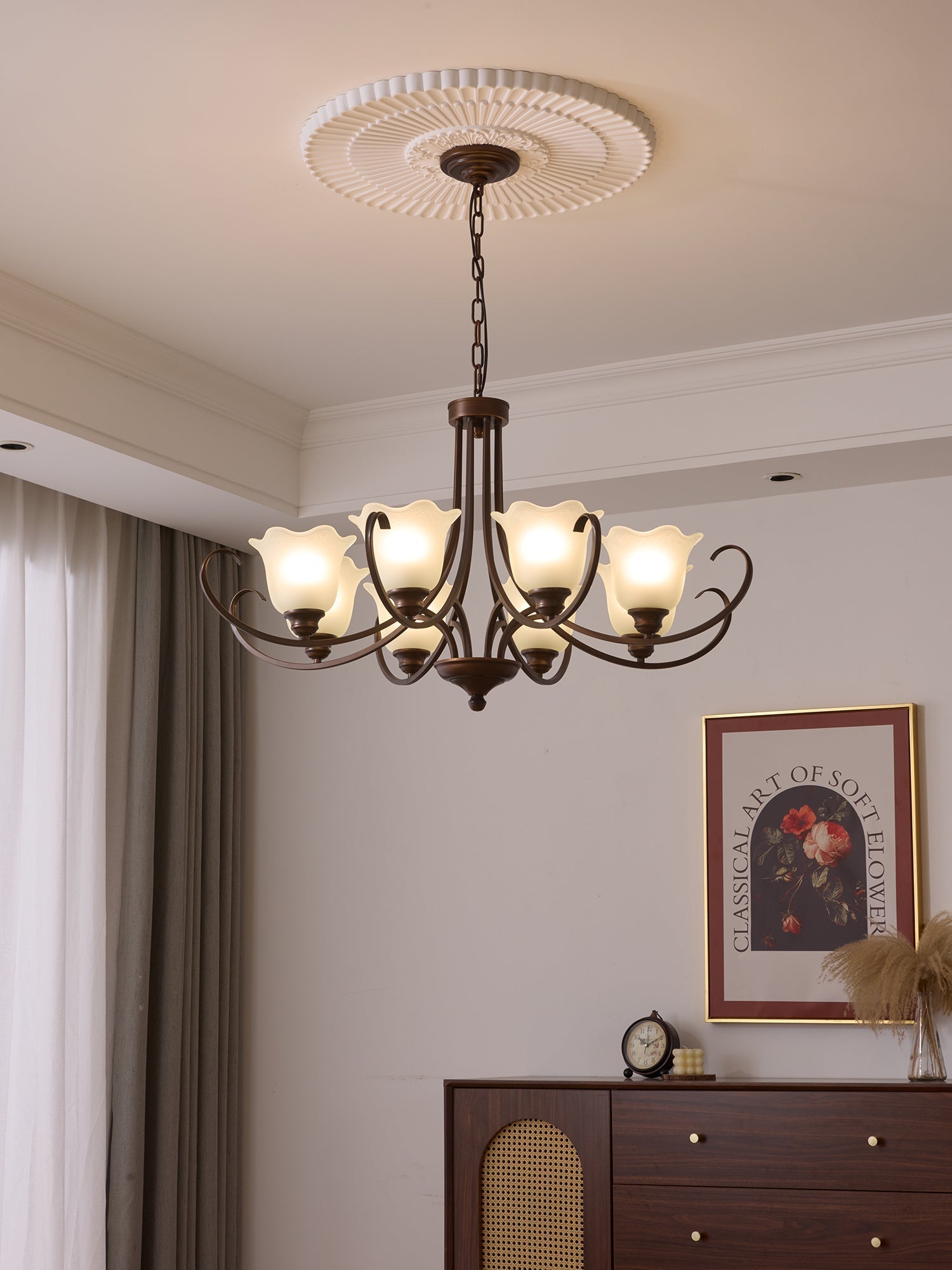 Nydorisra Elegance Vintage Floral Glass Chandelier - Letslighting