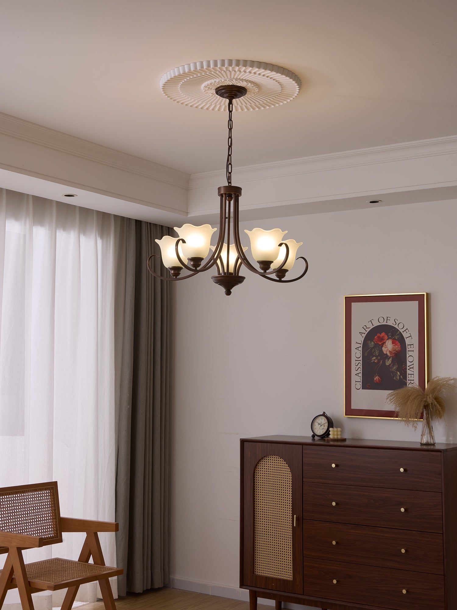 Nydorisra Elegance Vintage Floral Glass Chandelier - Letslighting