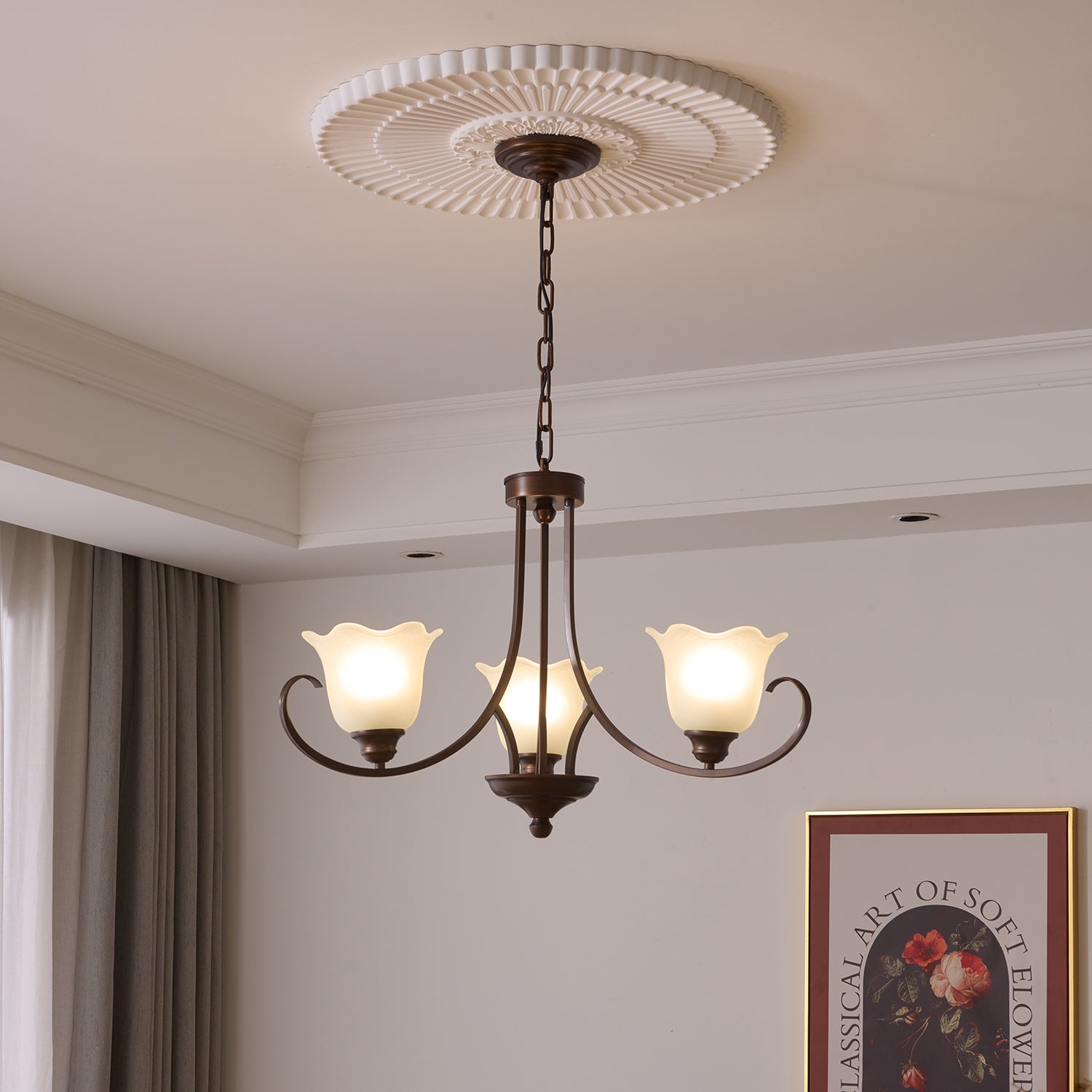 Nydorisra Elegance Vintage Floral Glass Chandelier - Letslighting