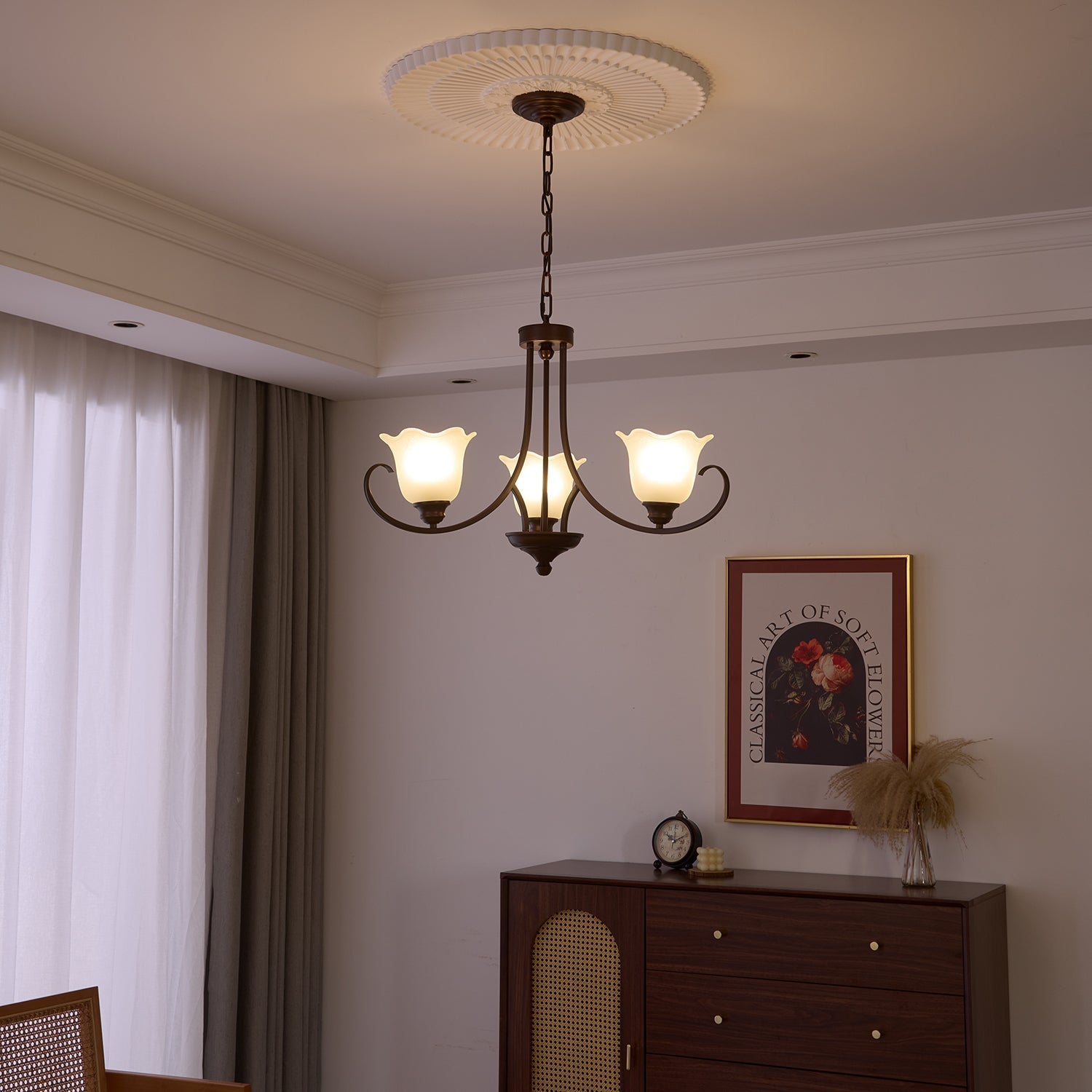 Nydorisra Elegance Vintage Floral Glass Chandelier - Letslighting