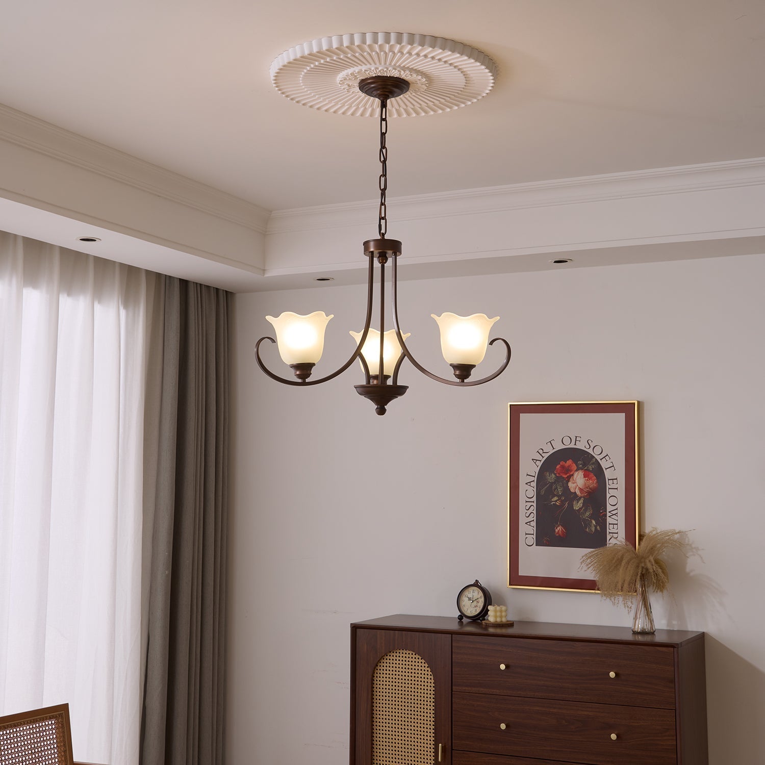 Nydorisra Elegance Vintage Floral Glass Chandelier - Letslighting