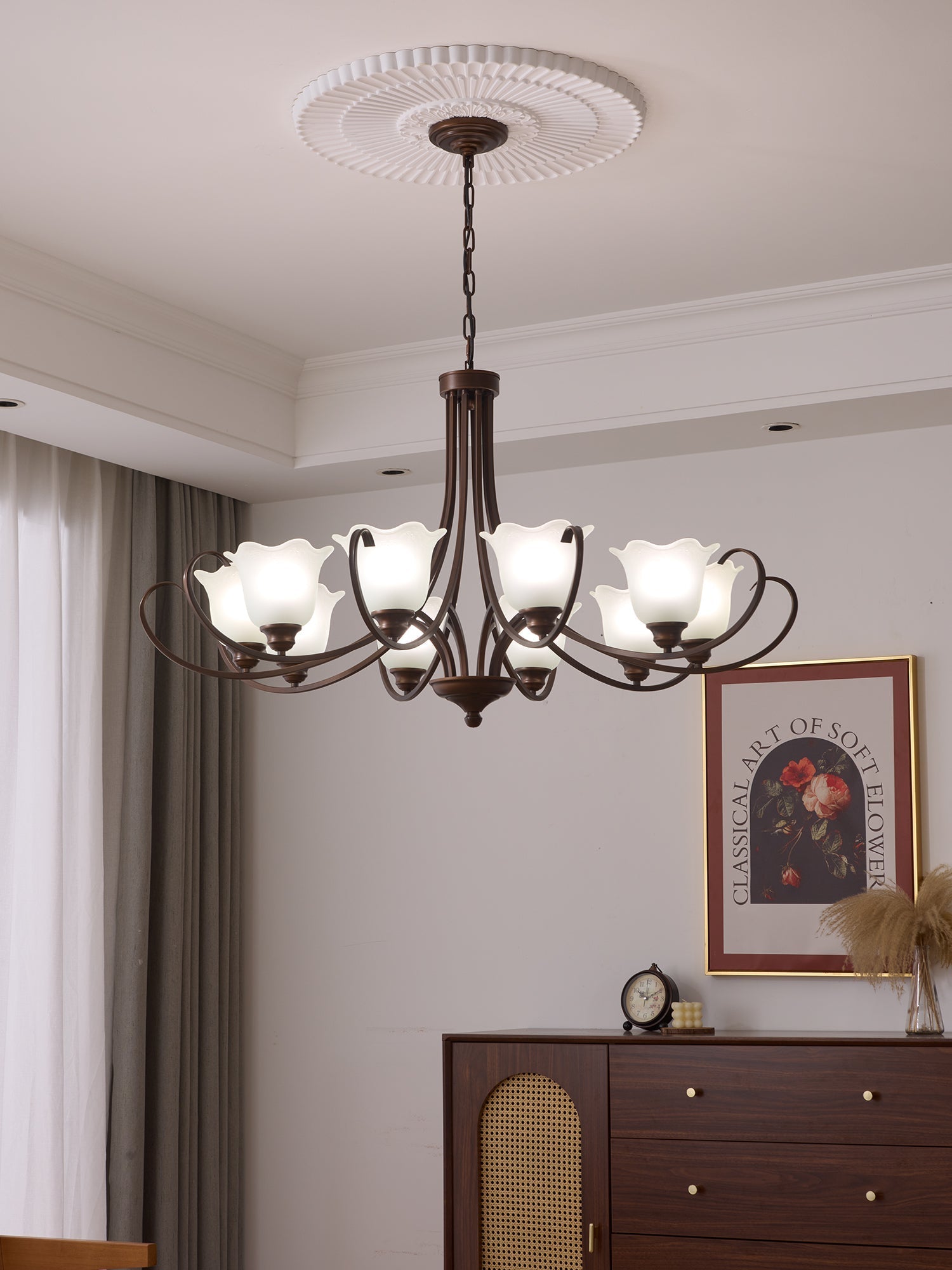 Nydorisra Elegance Vintage Floral Glass Chandelier - Letslighting