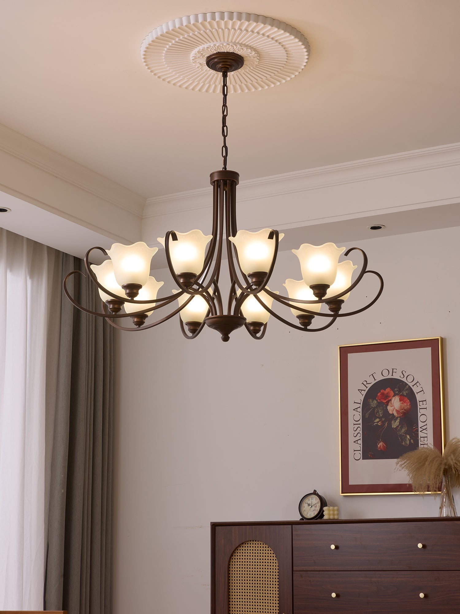 Nydorisra Elegance Vintage Floral Glass Chandelier - Letslighting