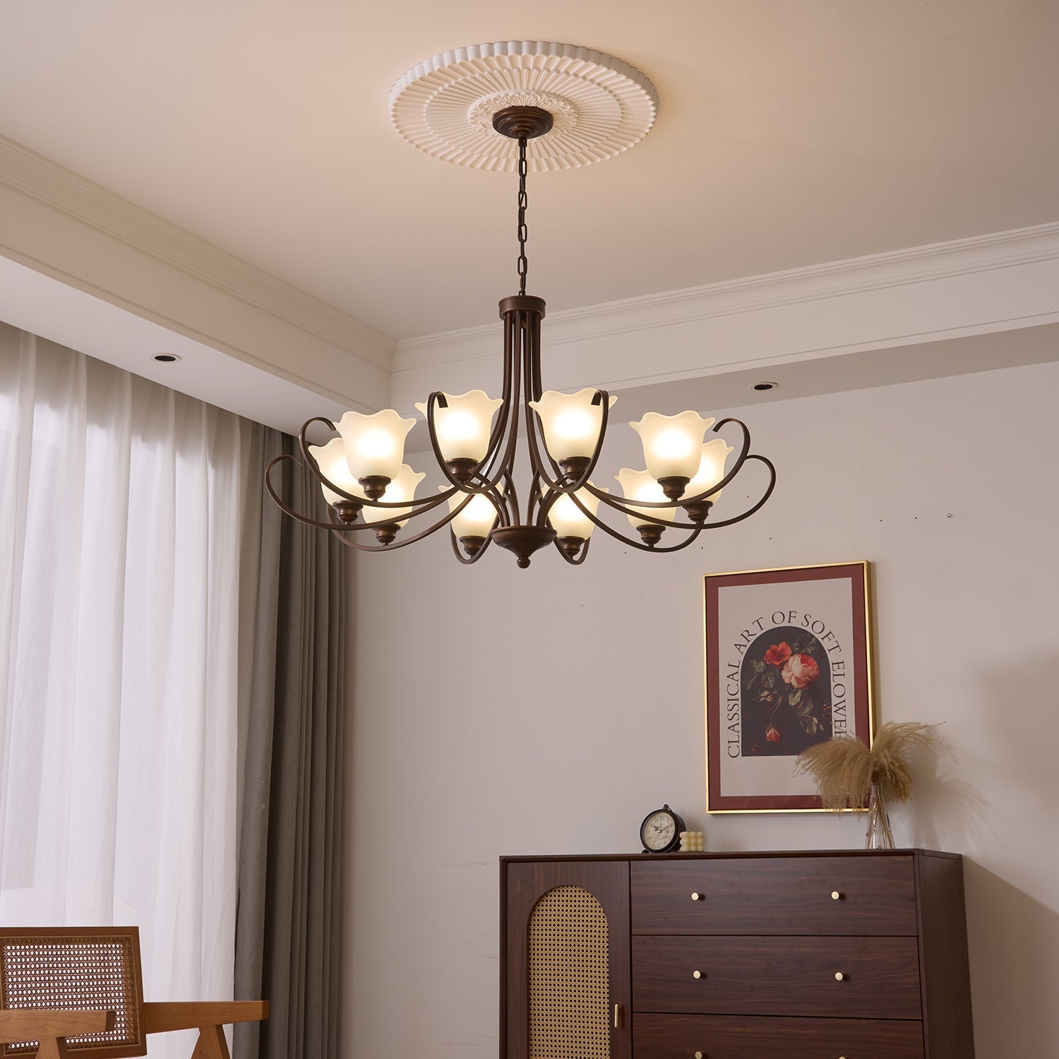 Nydorisra Elegance Vintage Floral Glass Chandelier - Letslighting