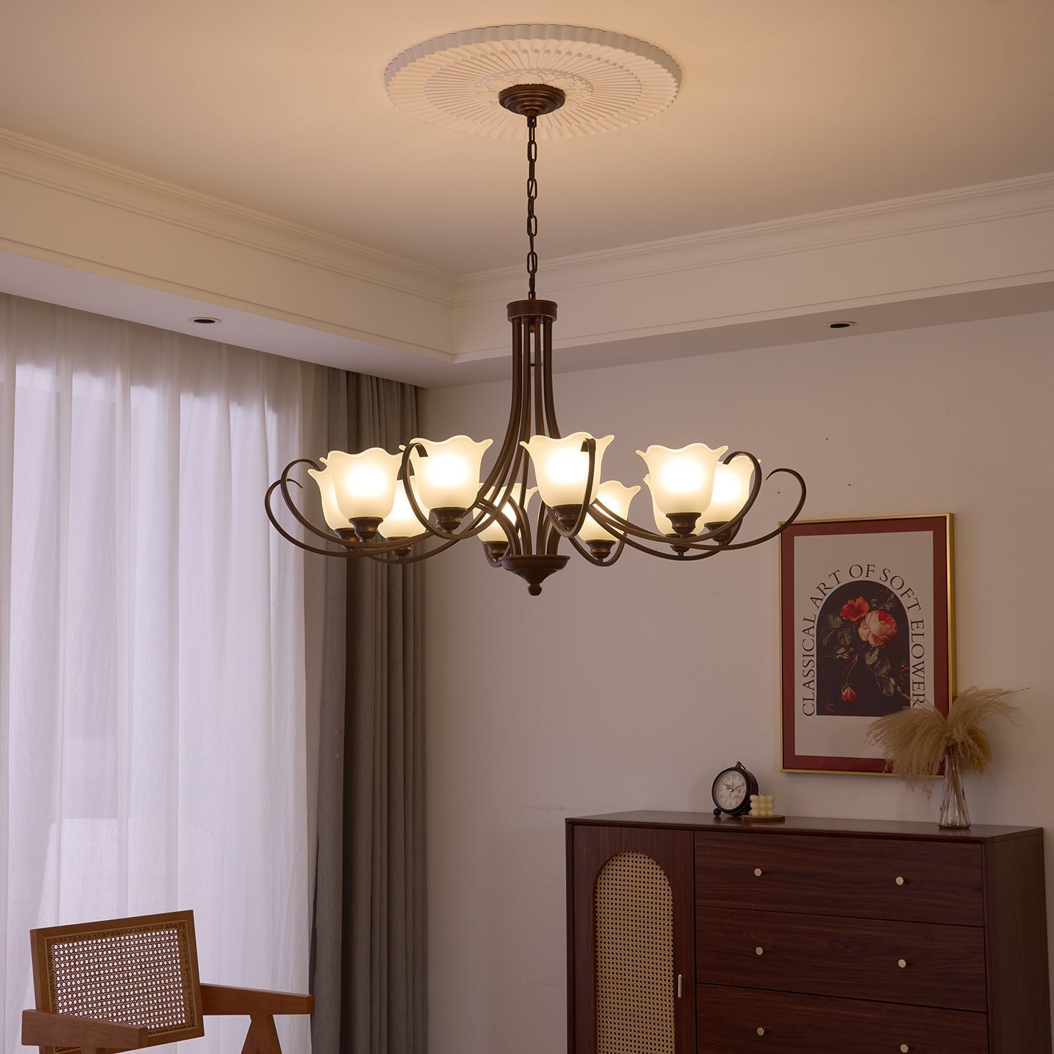 Nydorisra Elegance Vintage Floral Glass Chandelier - Letslighting