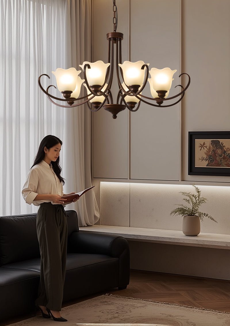 Nydorisra Elegance Vintage Floral Glass Chandelier - Letslighting