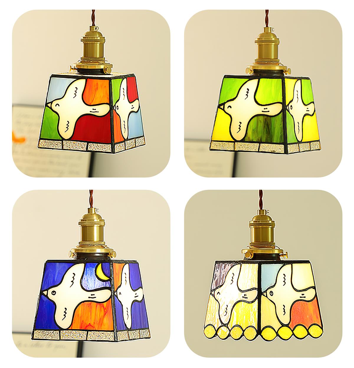 Miroa Pendant Lamp Stained-Glass Dove - Letslighting