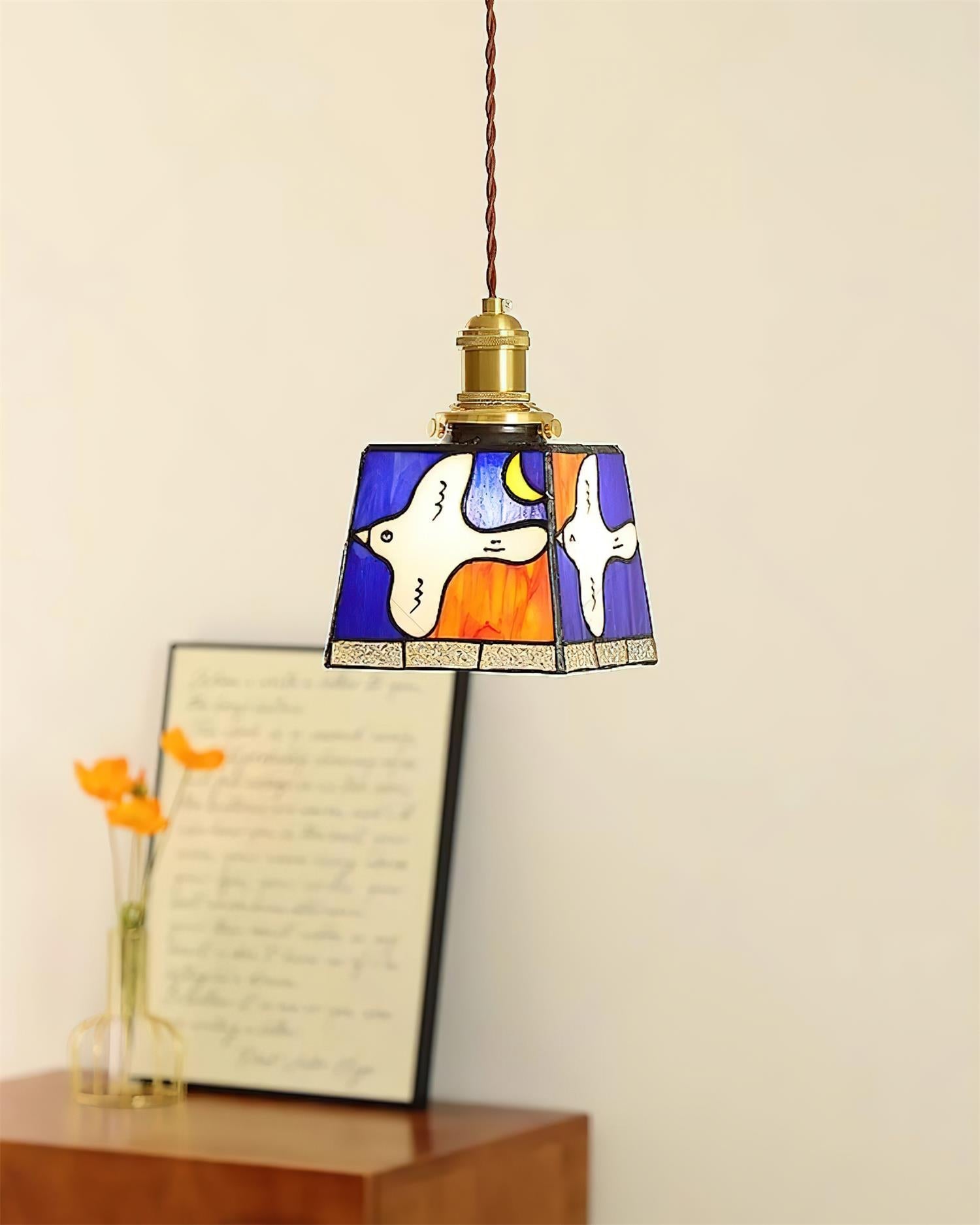 Miroa Pendant Lamp Stained-Glass Dove - Letslighting