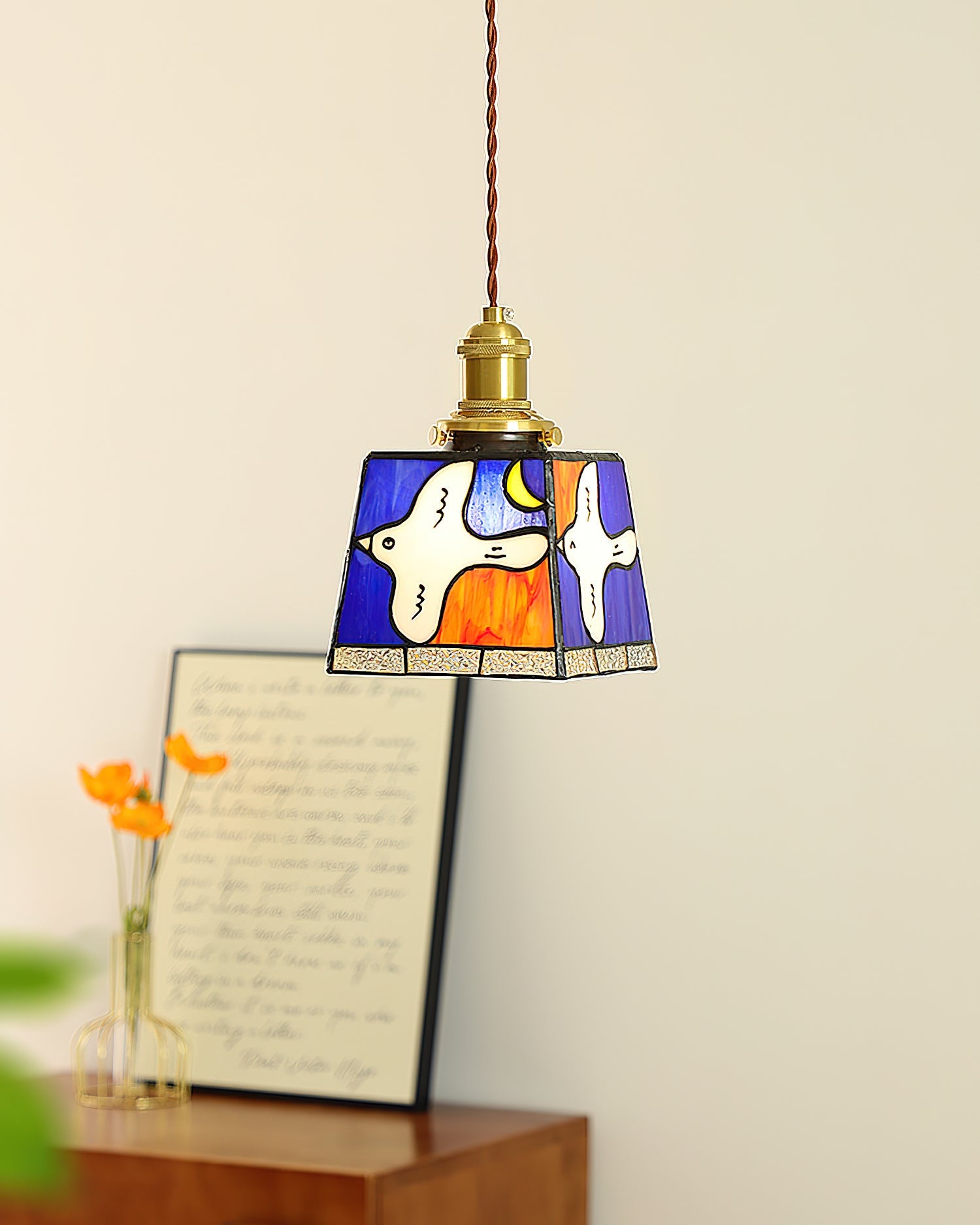 Miroa Pendant Lamp Stained-Glass Dove - Letslighting