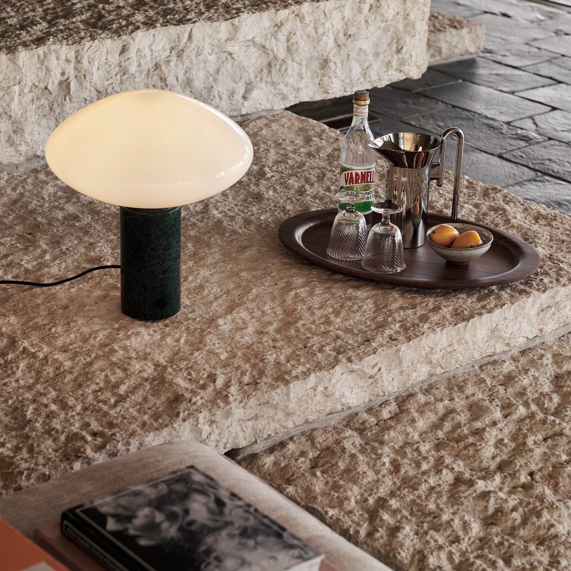 Mist Table Lamp with Glass Shade and Green Marble Base - Letslighting