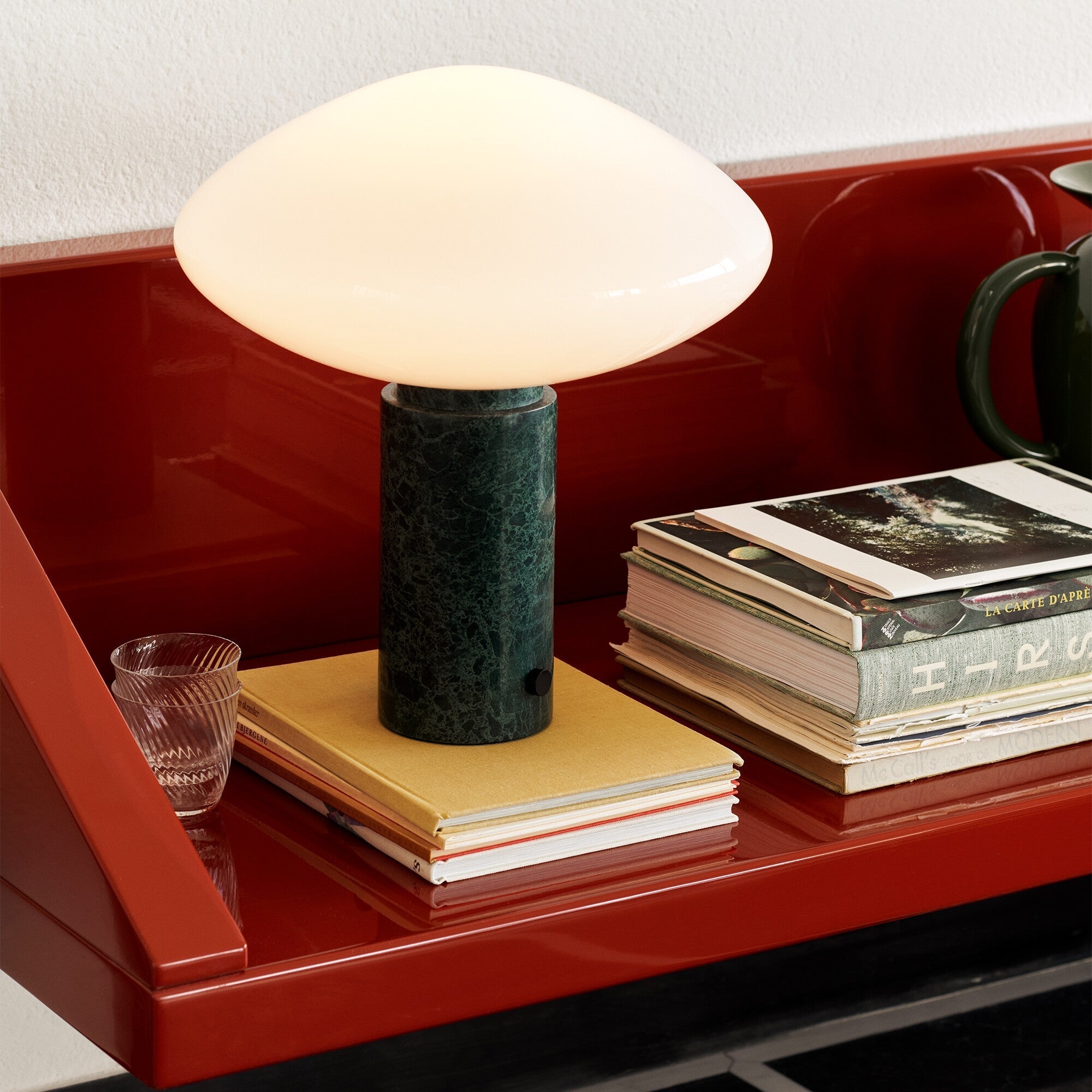 Mist Table Lamp with Glass Shade and Green Marble Base - Letslighting