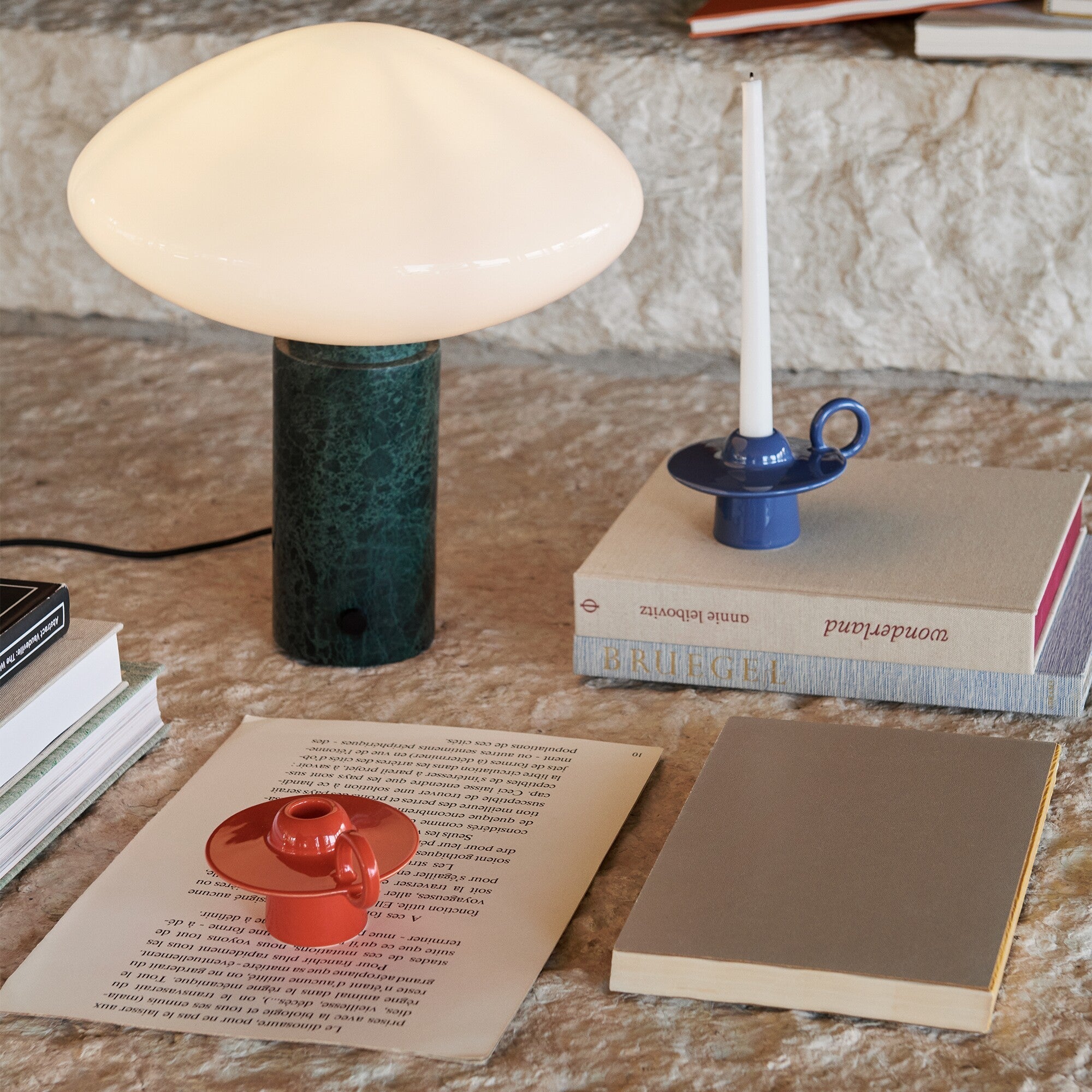 Mist Table Lamp with Glass Shade and Green Marble Base - Letslighting
