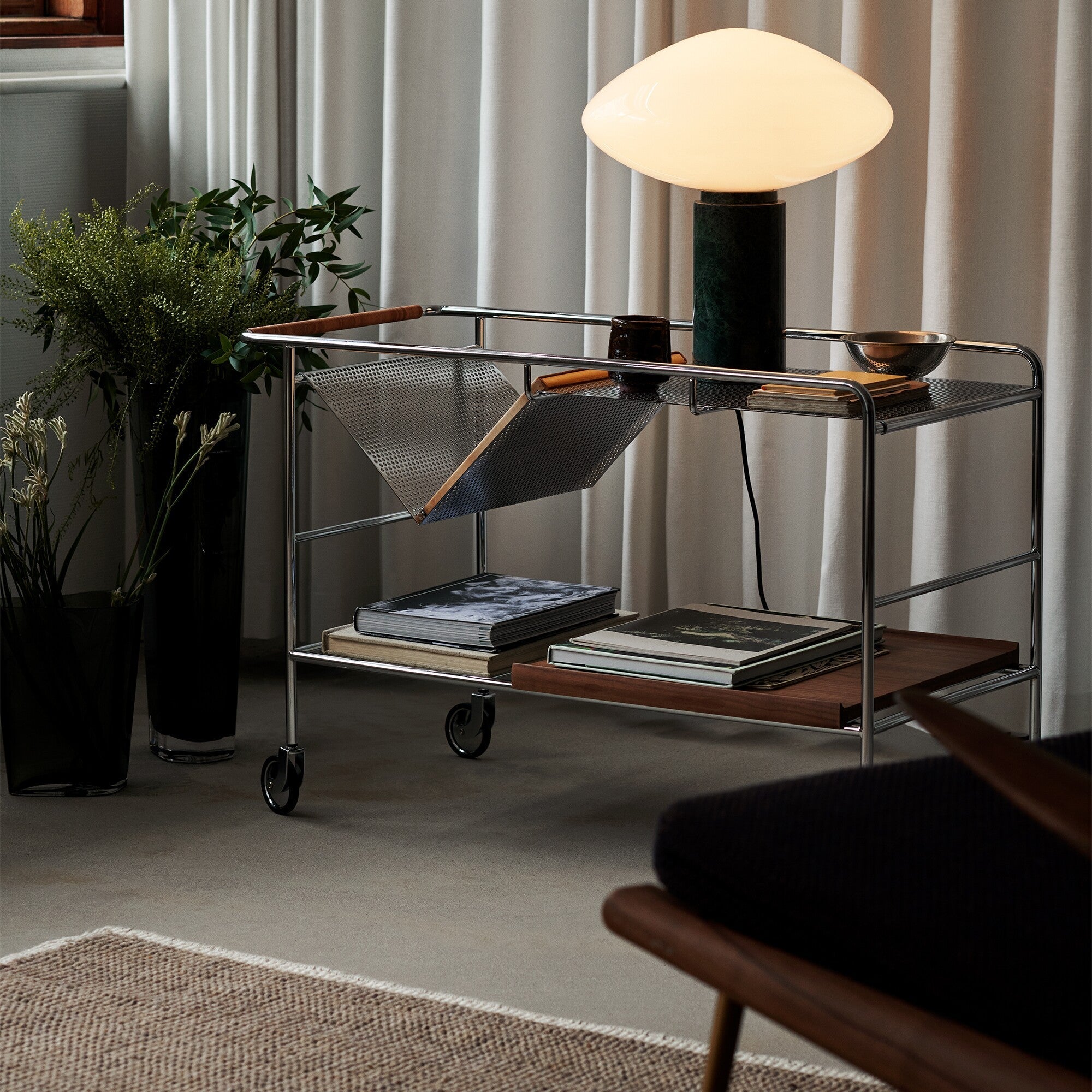 Mist Table Lamp with Glass Shade and Green Marble Base - Letslighting