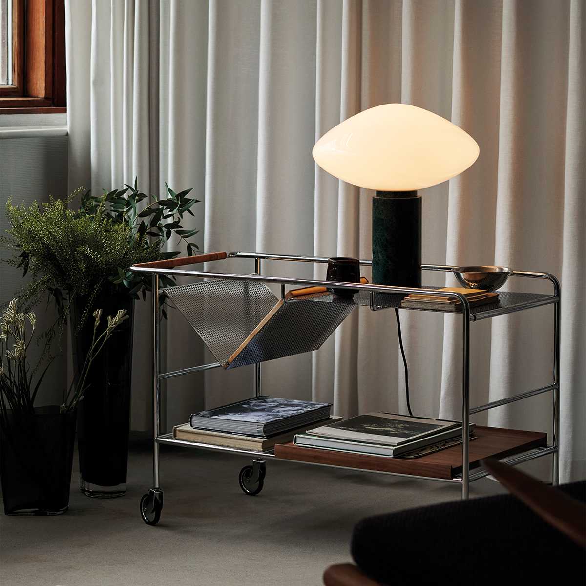Mist Table Lamp with Glass Shade and Green Marble Base - Letslighting