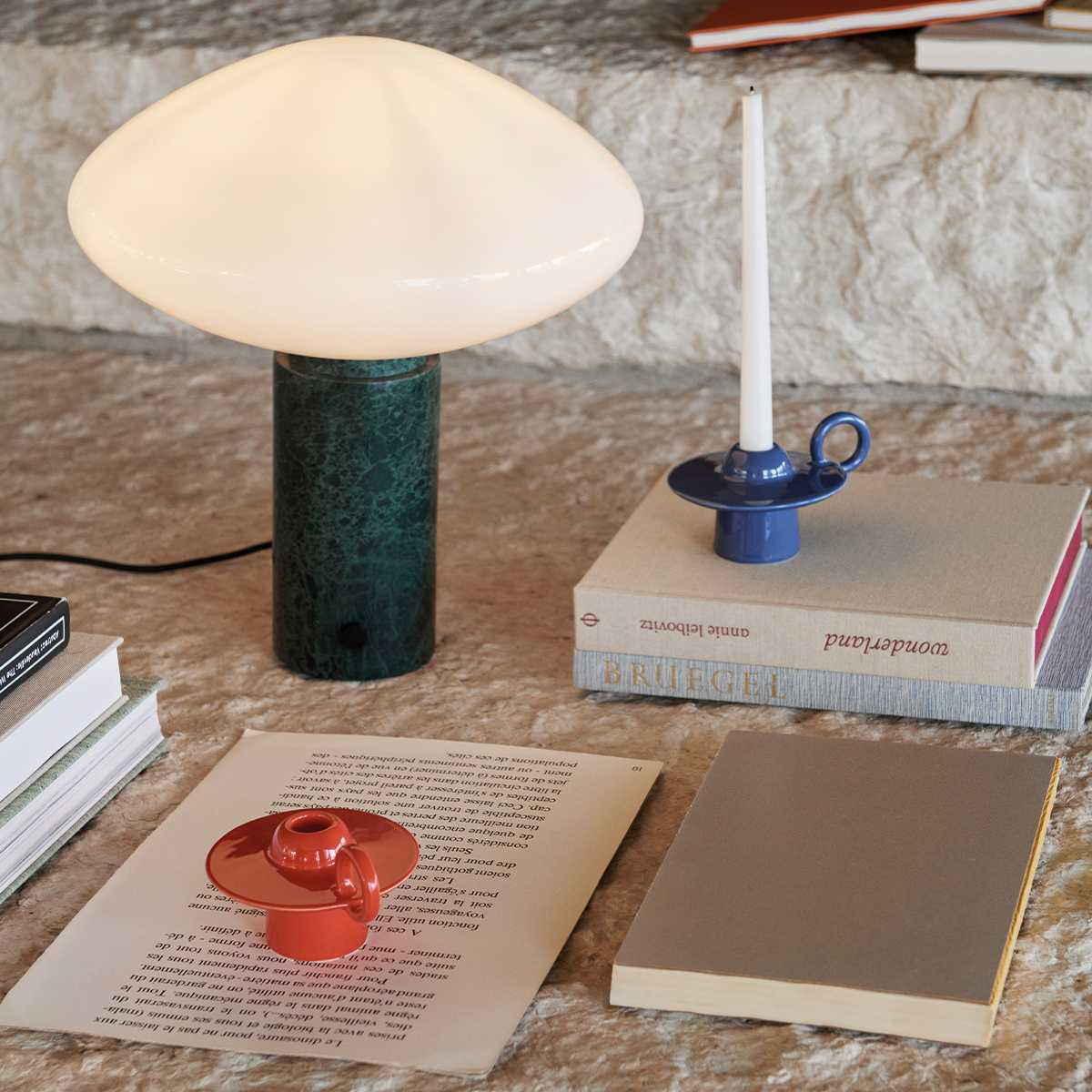 Mist Table Lamp with Glass Shade and Green Marble Base - Letslighting