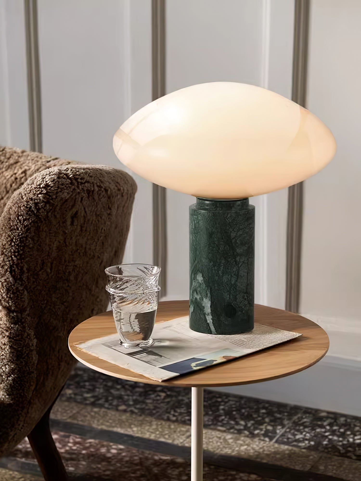Mist Table Lamp with Glass Shade and Green Marble Base - Letslighting