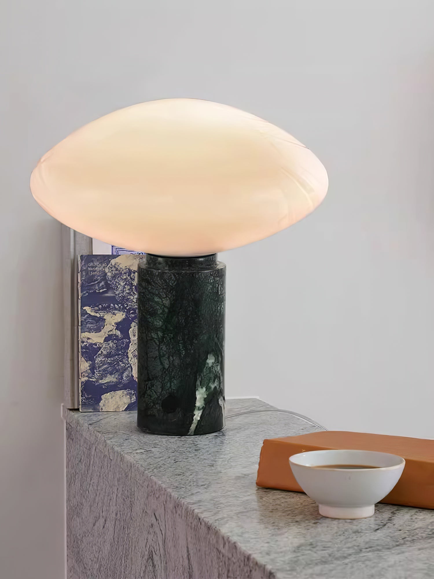 Mist Table Lamp with Glass Shade and Green Marble Base - Letslighting