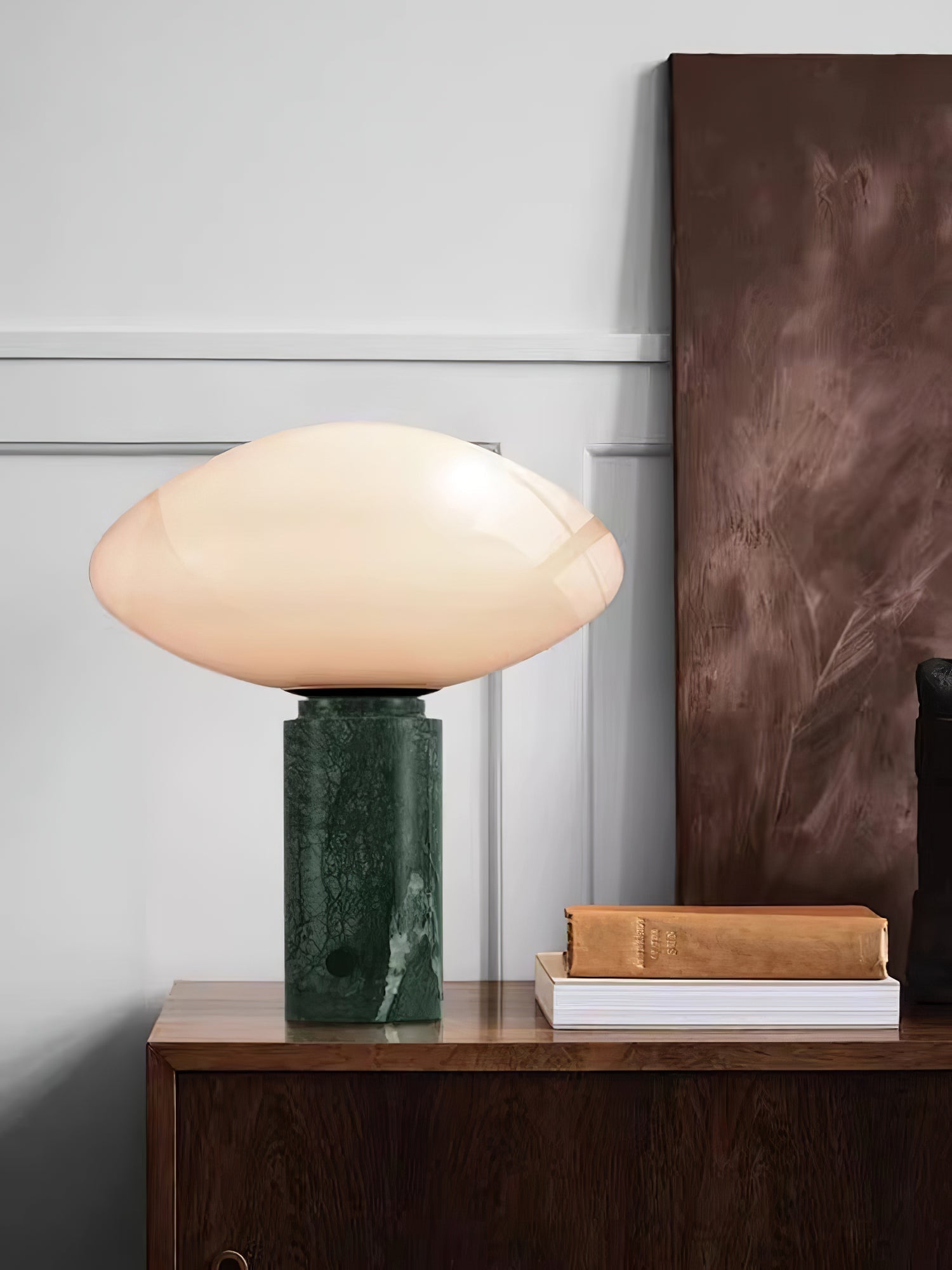 Mist Table Lamp with Glass Shade and Green Marble Base - Letslighting