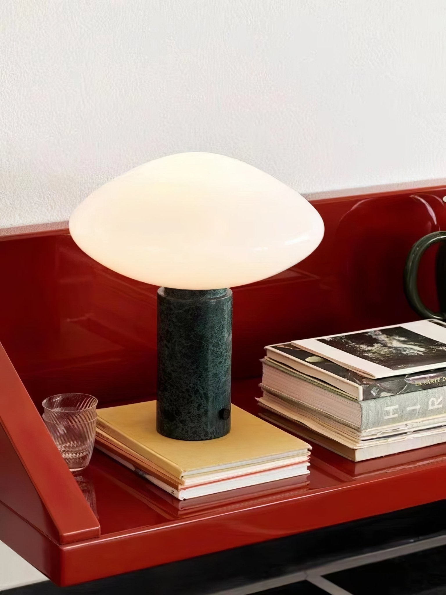 Mist Table Lamp with Glass Shade and Green Marble Base - Letslighting